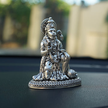 Hanuman Ji Silver Plated Idol for Car Dashboard