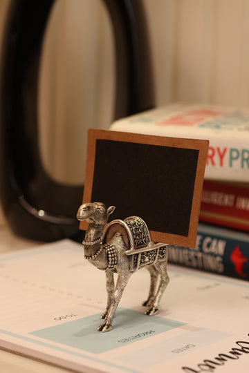 Camel Place Card Holder for Table in Silver Plating