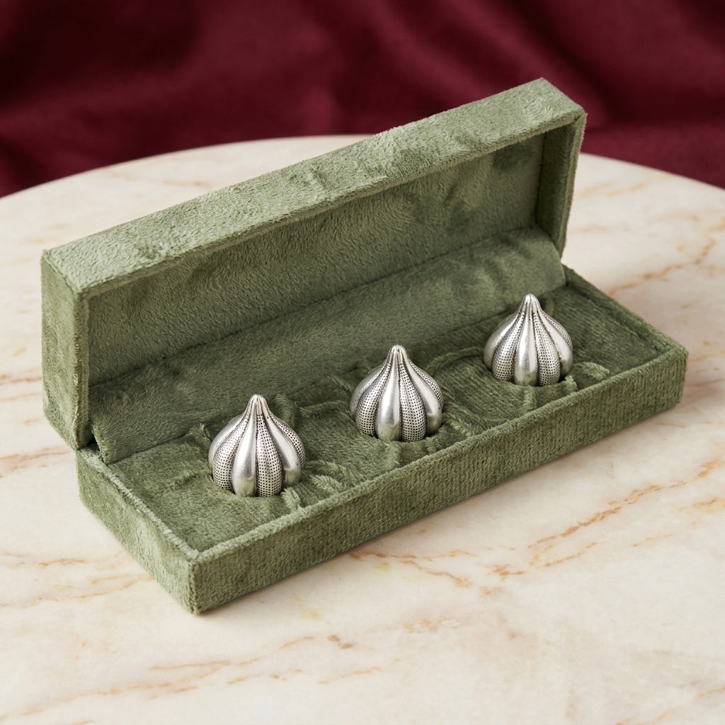 Modak Set of 3 in Pure Silver Plating