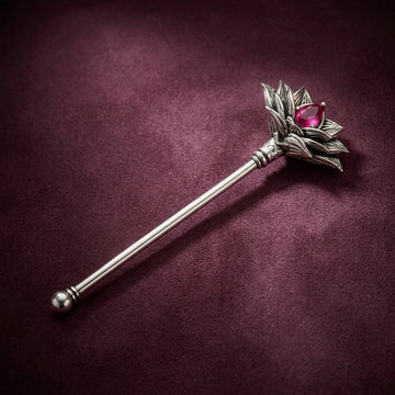 Rajatkamal Tilak Stick with Ruby Accent in Pure Silver Plating