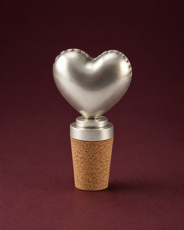 Heart Wine Bottle Stopper in Pure Silver Plating