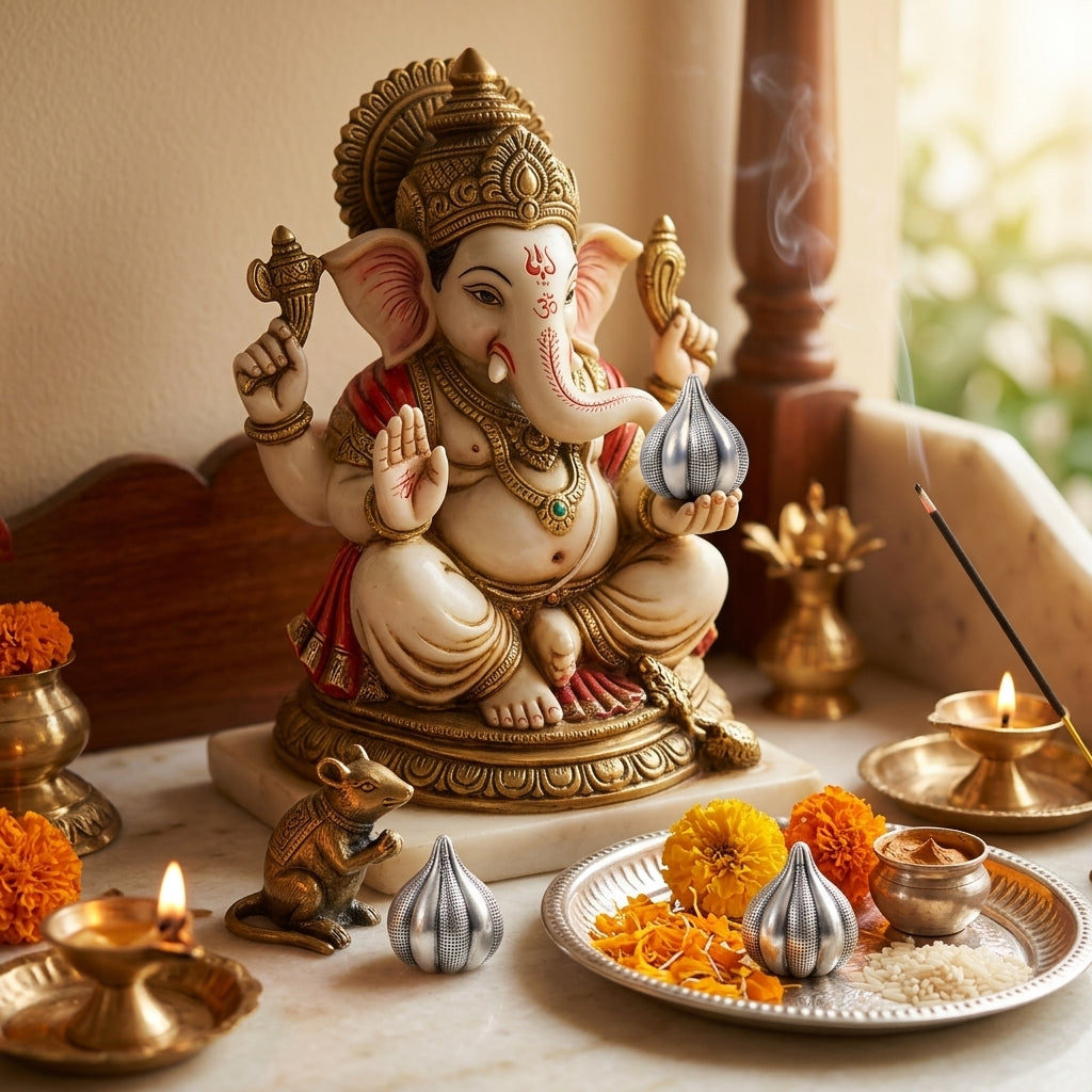 Modak Set of 3 in Pure Silver Plating