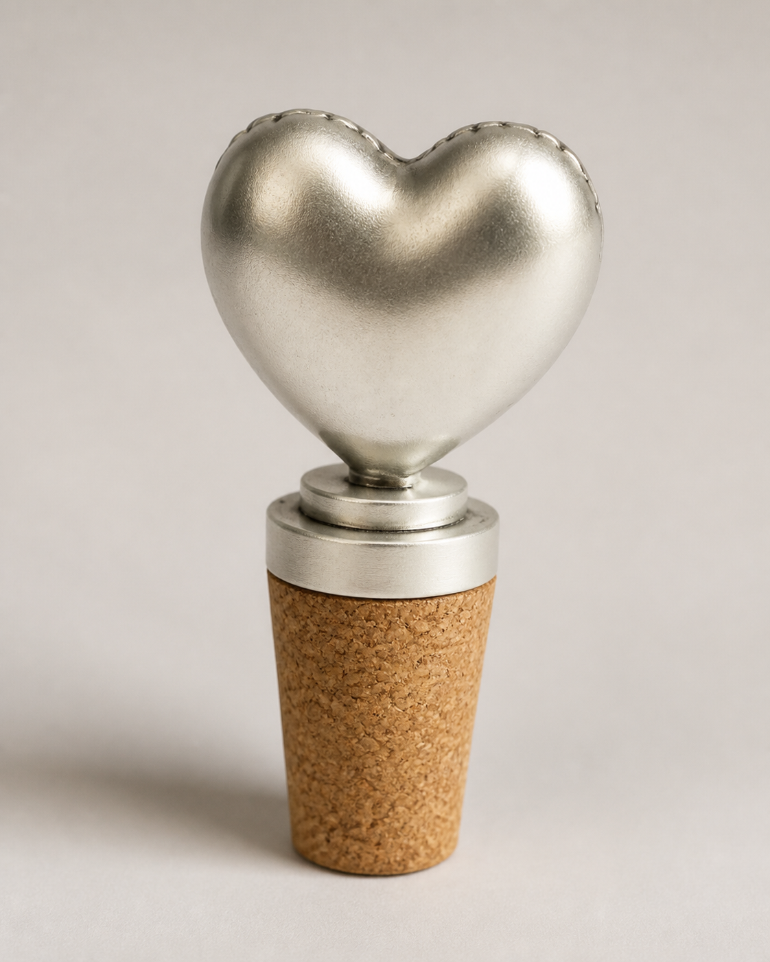 Heart Wine Bottle Stopper in Pure Silver Plating