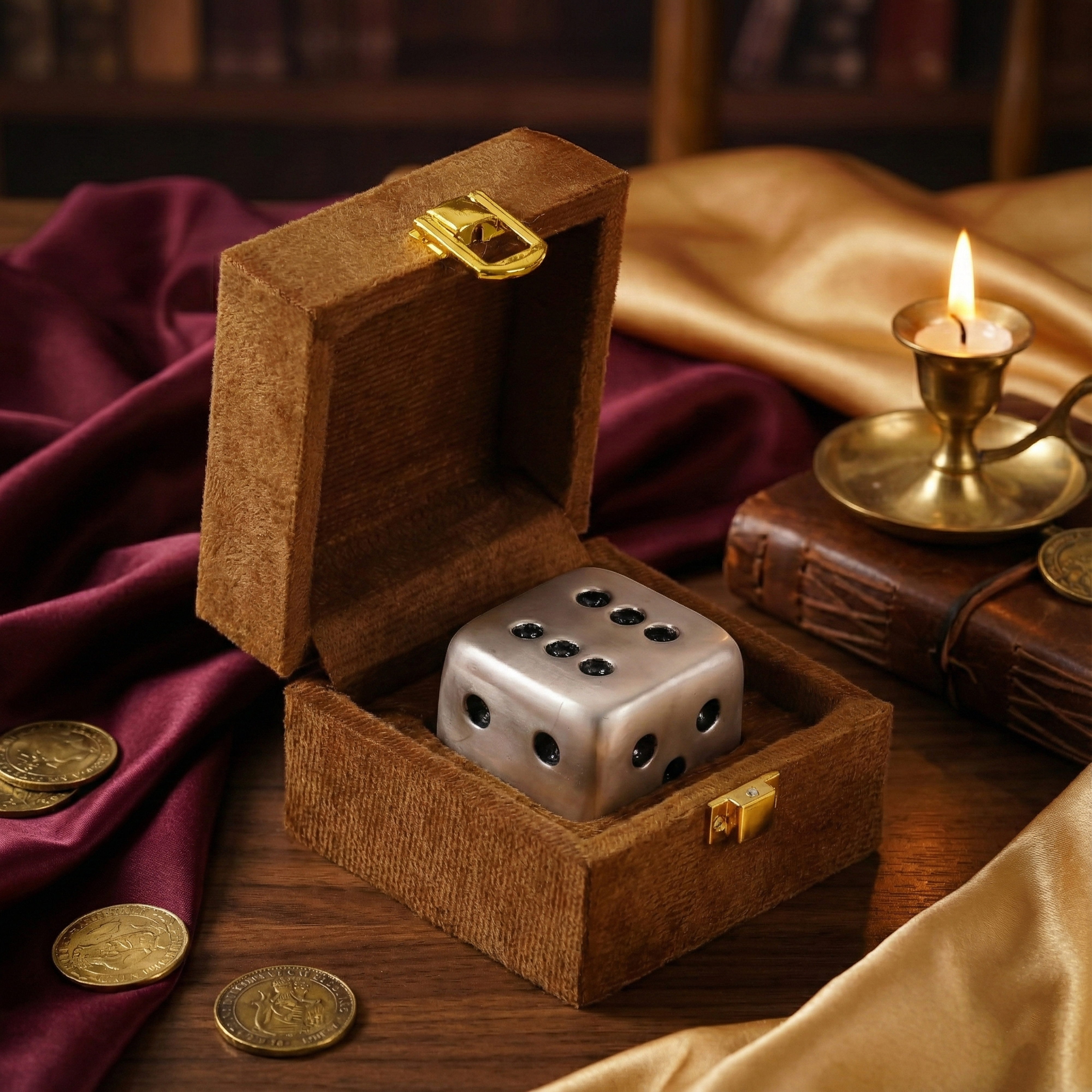 Pure Silver Plated Brass Dice Paperweight | Luxury Oversized Casino Die Sculpture | Premium Desk Decor & Executive Gift