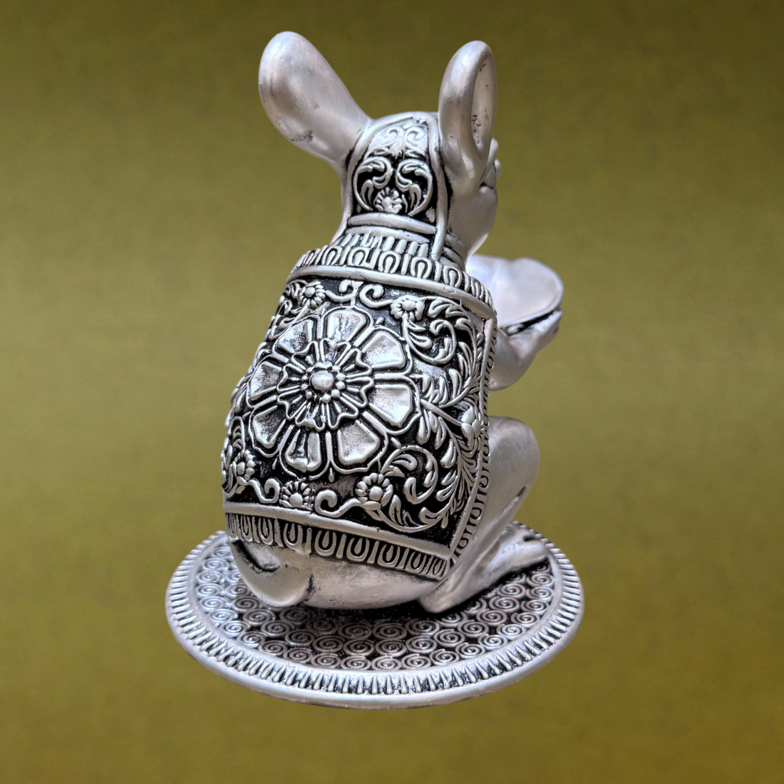 Elegant Silver-Plated Mushak with Diya