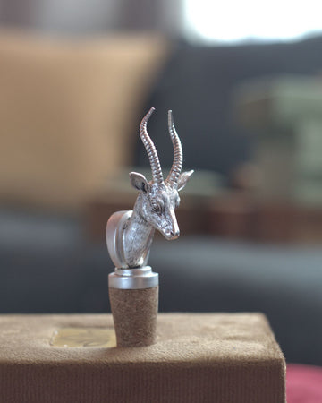 Antelope Wine Bottle Stopper in Pure Silver Plating
