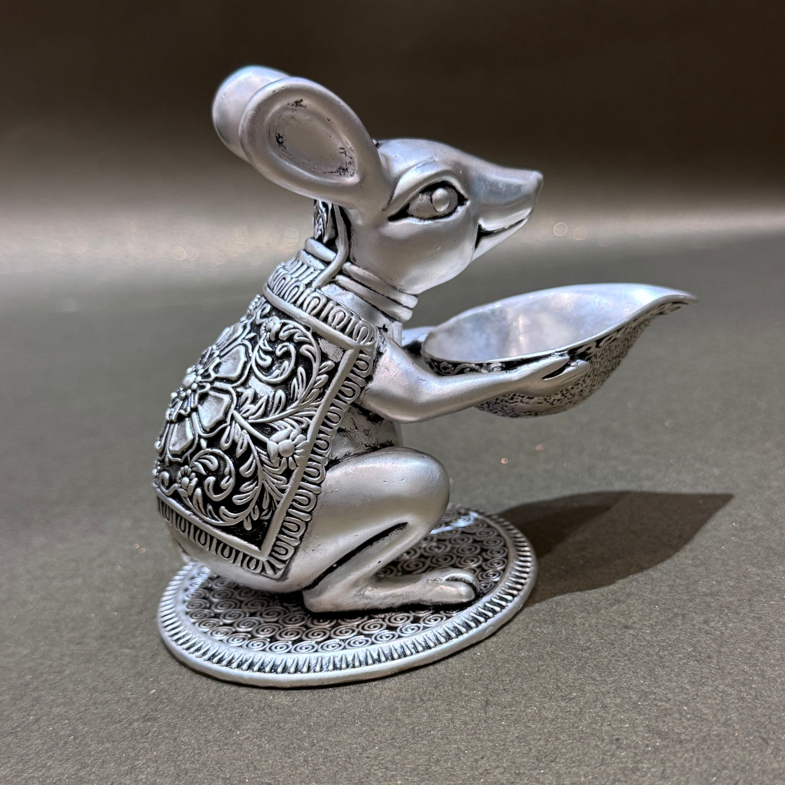 Elegant Silver-Plated Mushak with Diya