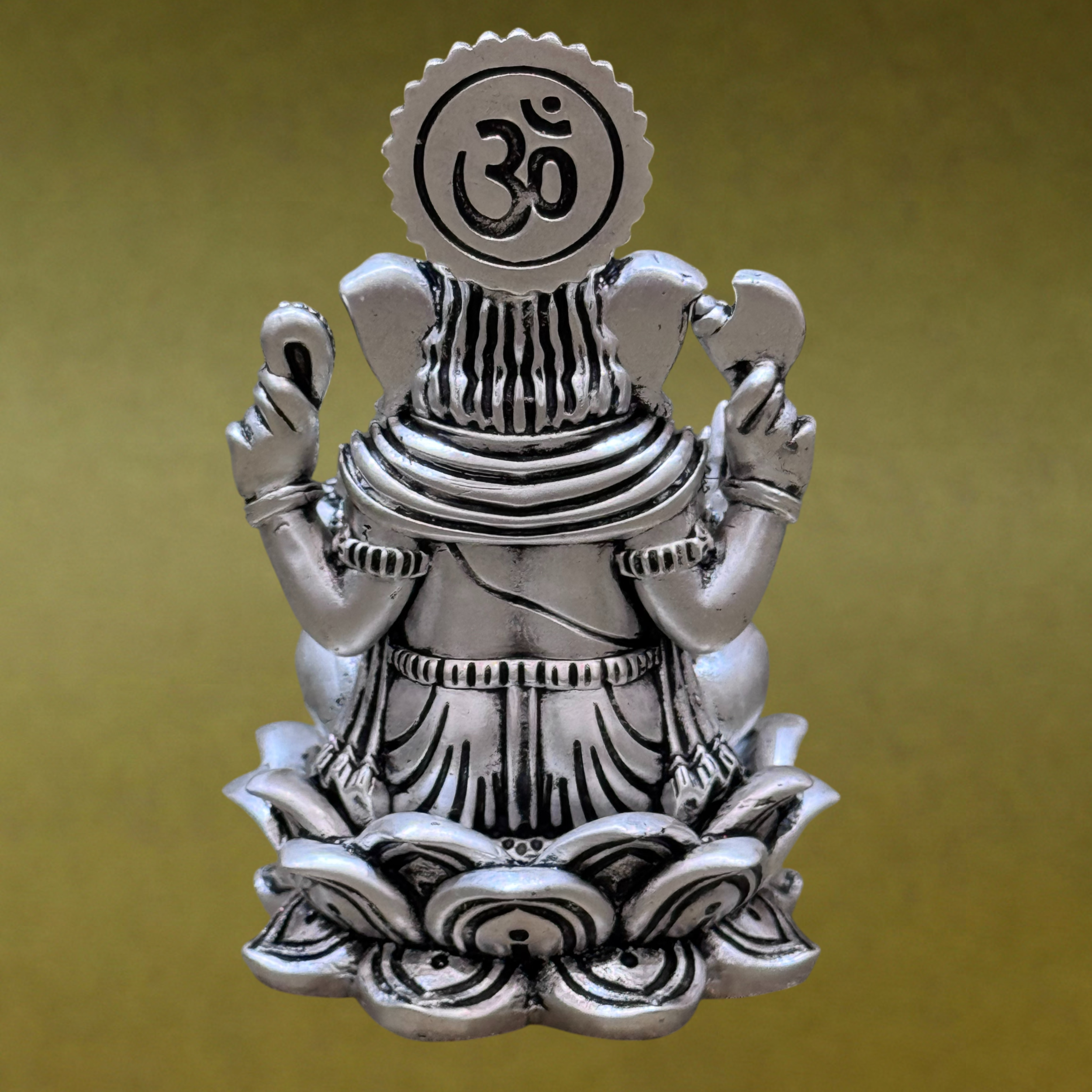 Intricately Detailed Silver-Plated Lord Ganesha Idol