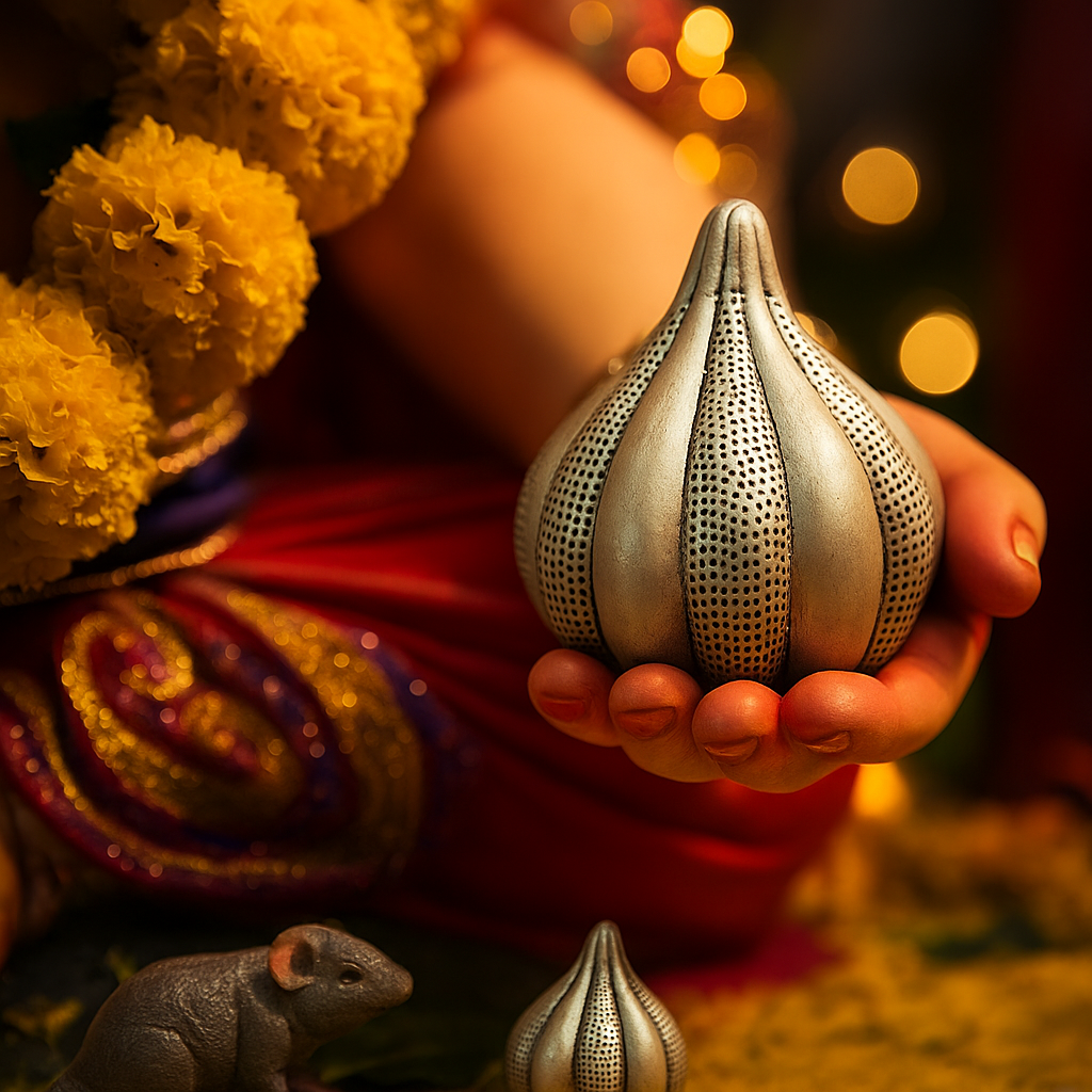 Set of Two Silver Modaks – Divine Elegance by Sabera