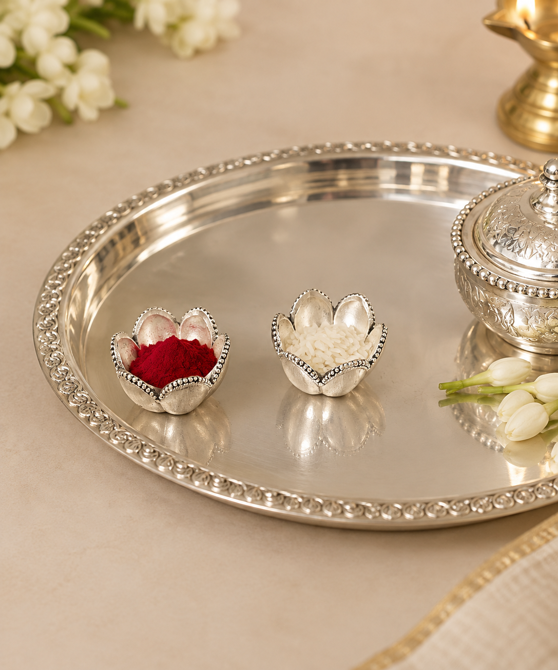 Kamal Katori Set of 2 in Pure Silver Plating