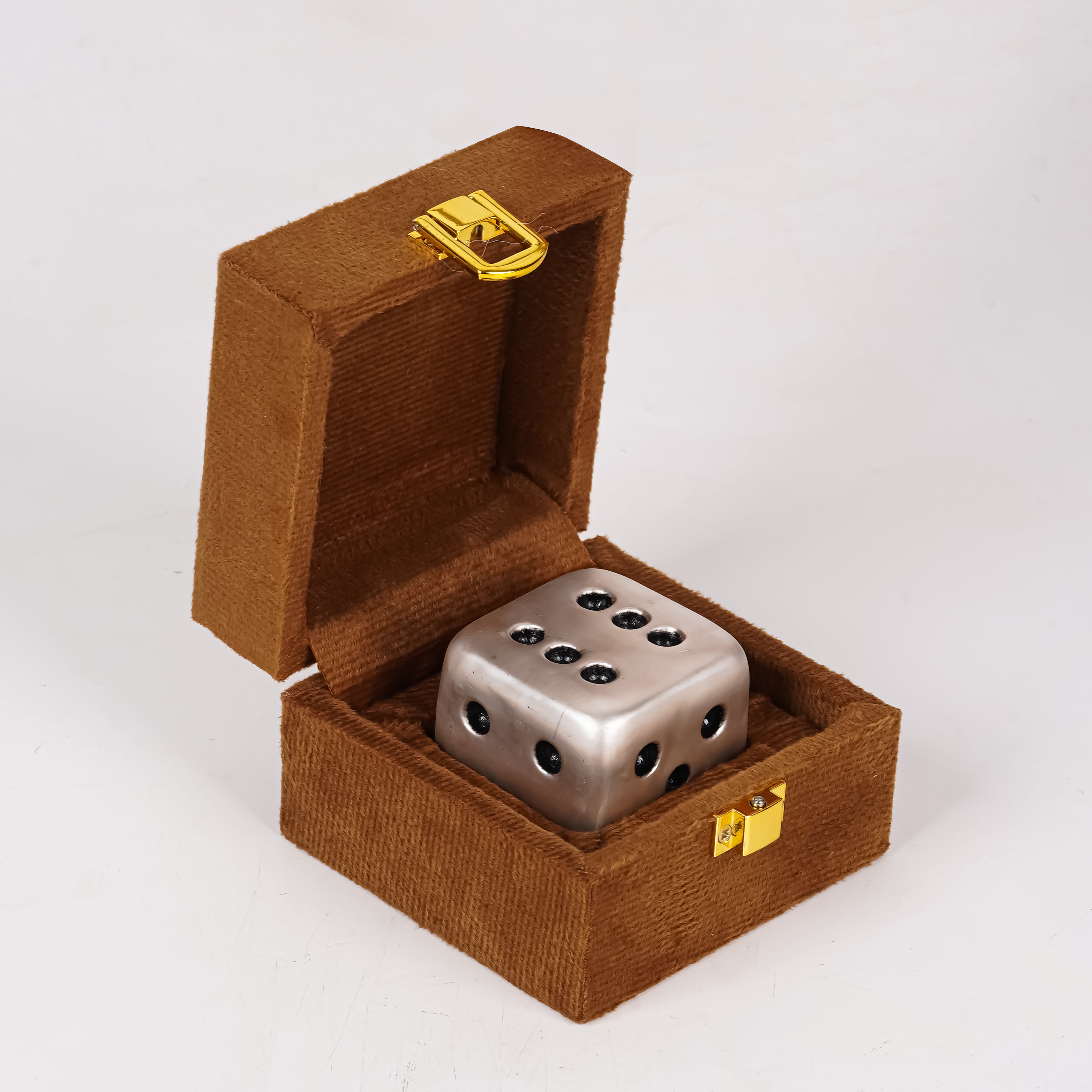 Pure Silver Plated Brass Dice Paperweight | Luxury Oversized Casino Die Sculpture | Premium Desk Decor & Executive Gift