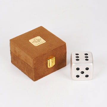 Pure Silver Plated Brass Dice Paperweight | Luxury Oversized Casino Die Sculpture | Premium Desk Decor & Executive Gift