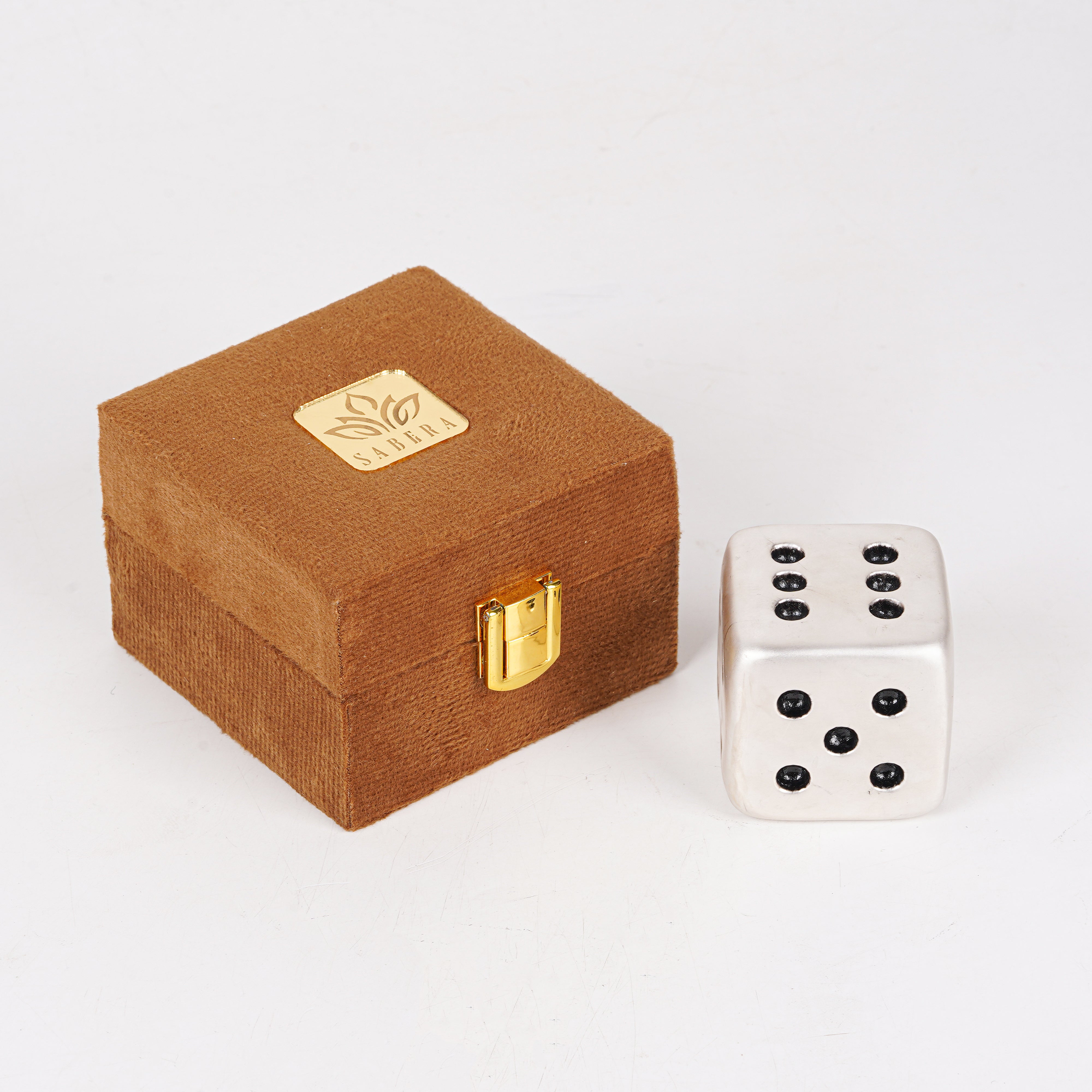 Pure Silver Plated Brass Dice Paperweight | Luxury Oversized Casino Die Sculpture | Premium Desk Decor & Executive Gift