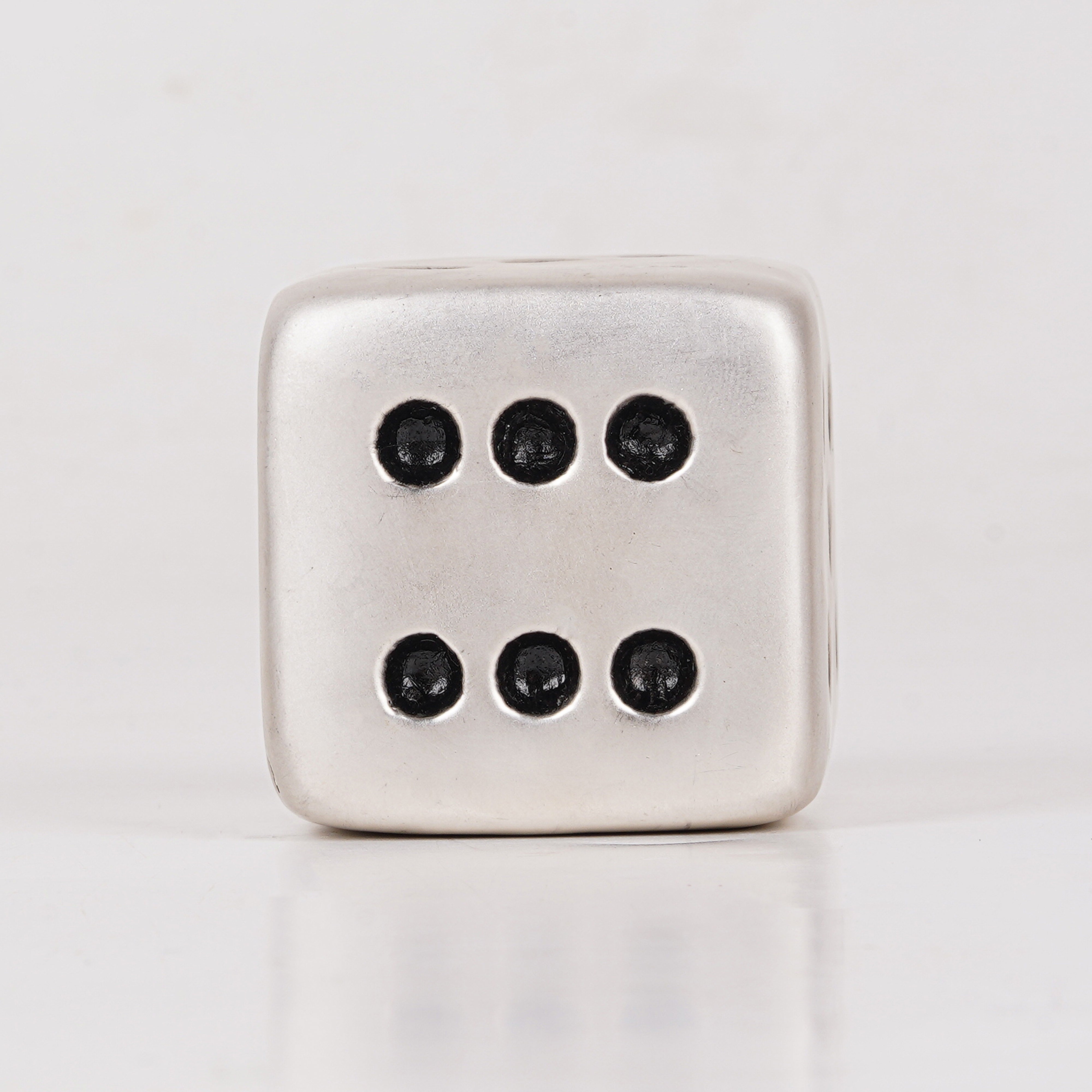 Pure Silver Plated Brass Dice Paperweight | Luxury Oversized Casino Die Sculpture | Premium Desk Decor & Executive Gift