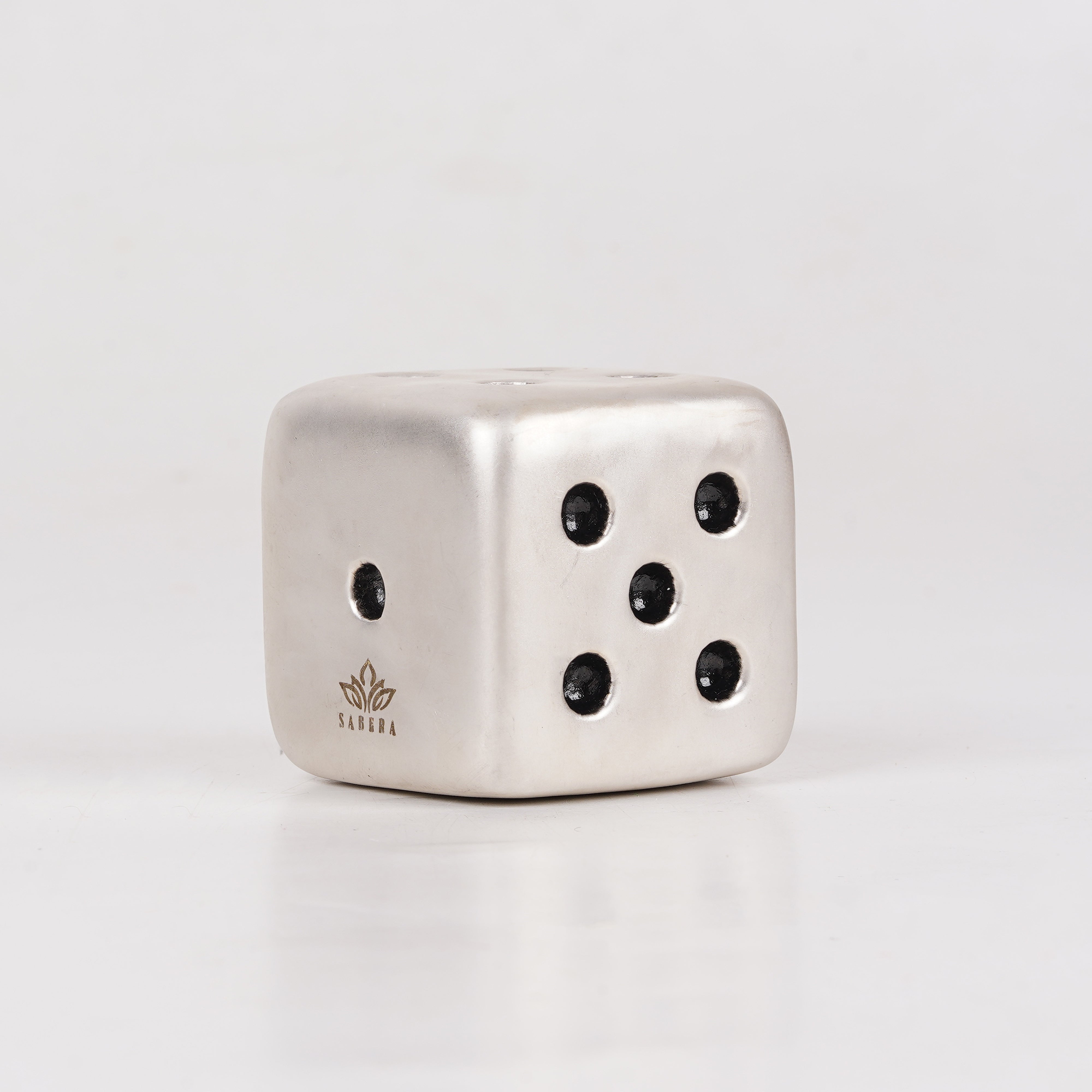 Pure Silver Plated Brass Dice Paperweight | Luxury Oversized Casino Die Sculpture | Premium Desk Decor & Executive Gift