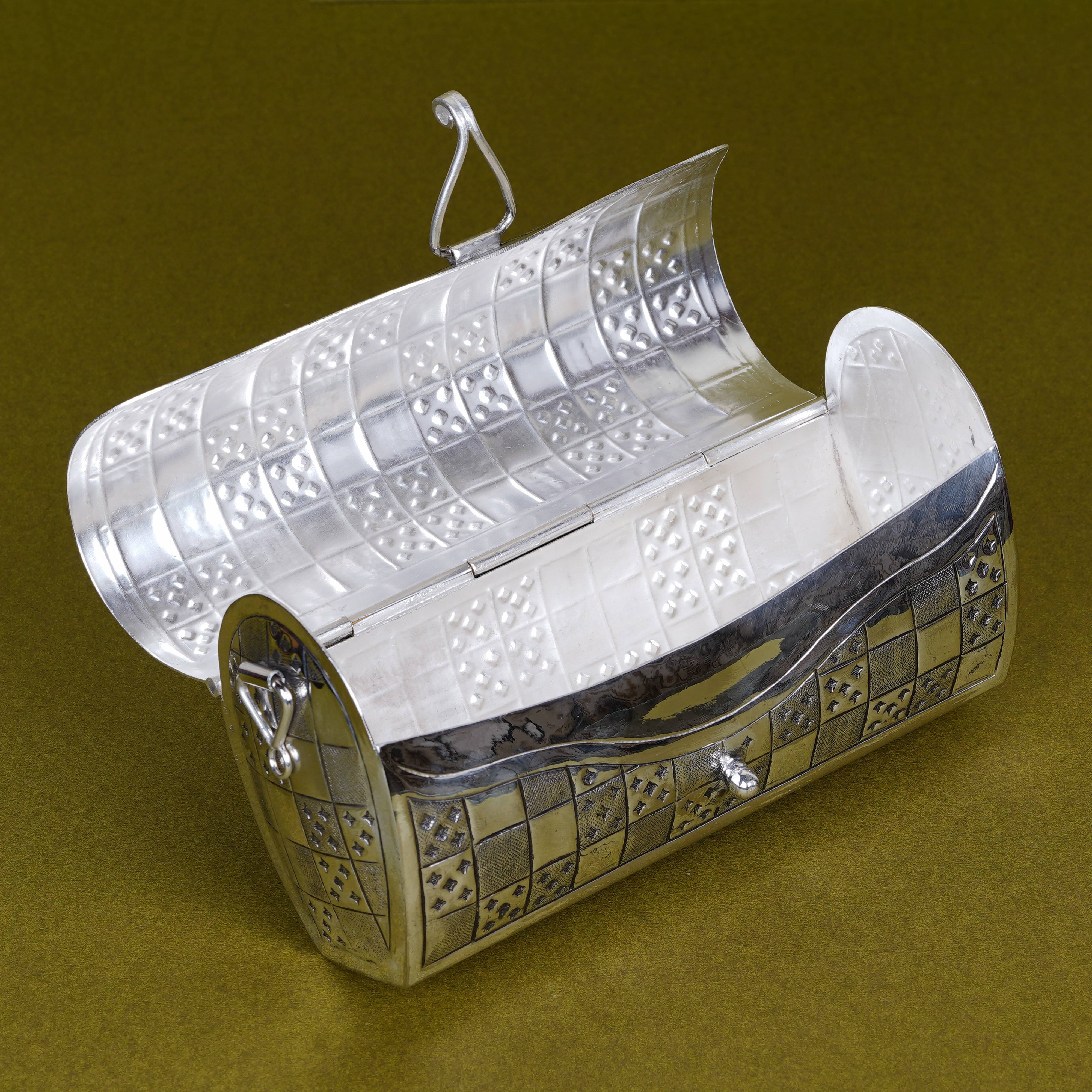 Pure Silver Plated Brass Checkered Clutch Purse | Luxury Multi-Texture Metal Evening Bag | Premium Artisan Statement Accessory