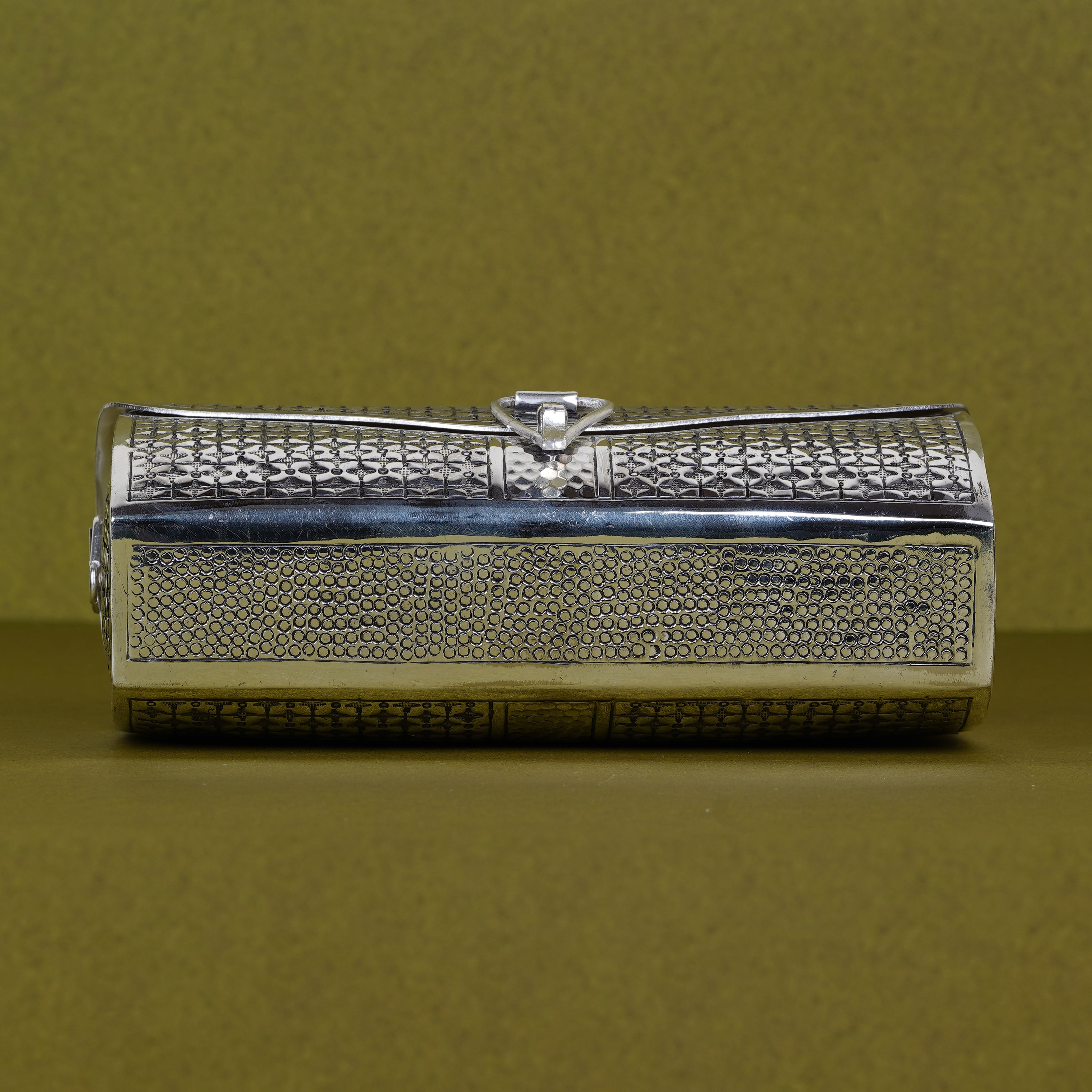 Pure Silver Plated Brass Filigree Clutch Purse | Luxury Geometric Pattern Metal Evening Bag | Premium Artisan Statement Accessory