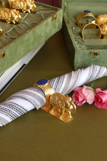 Elephant Napkin Ring with Stone in Gold Plating