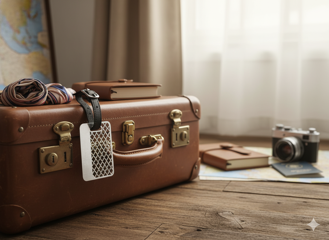 Silver Luggage Tag – Customizable Travel Elegance by Sabera