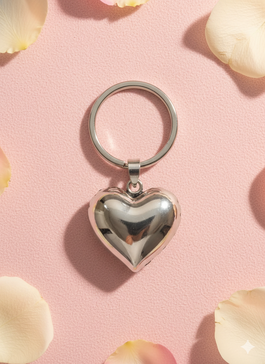 Sabera Silver Heart Keyring – Customizable Love Keepsake