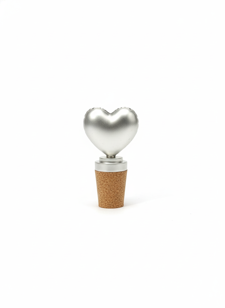 Pure Silver Plated Brass Heart Wine Bottle Stopper | Luxury Romantic Symbol | Premium Bar Accessory | Perfect Wedding & Anniversary Gift