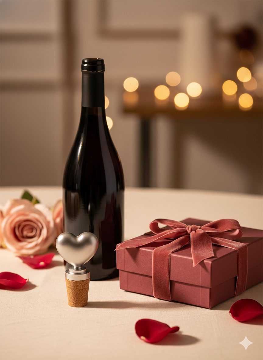 Pure Silver Plated Brass Heart Wine Bottle Stopper | Luxury Romantic Symbol | Premium Bar Accessory | Perfect Wedding & Anniversary Gift