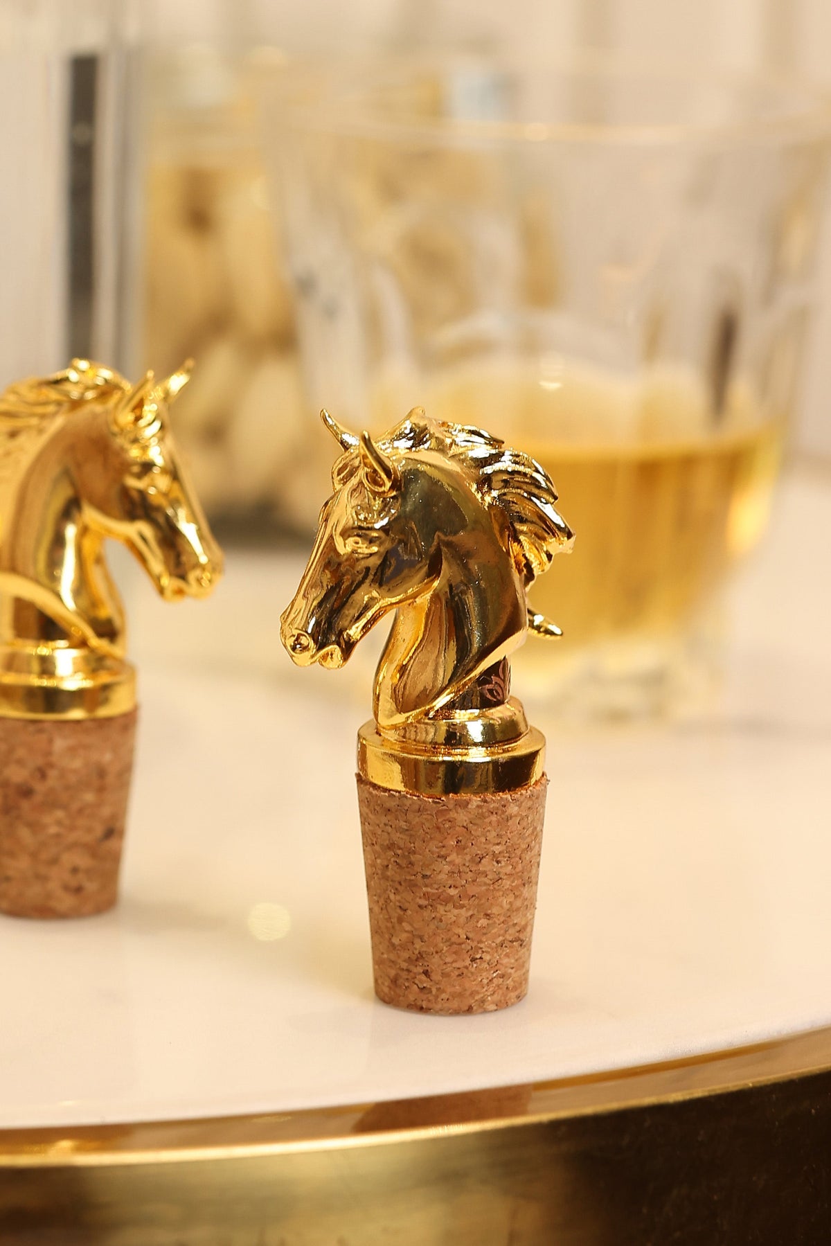Horse Head Wine Bottle Stopper in gold plating