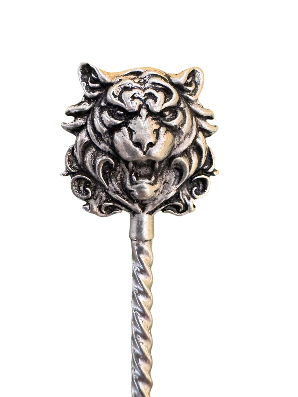 Luxury Silver Tiger Head Stirrer Set – Set of 4 in Velvet Box