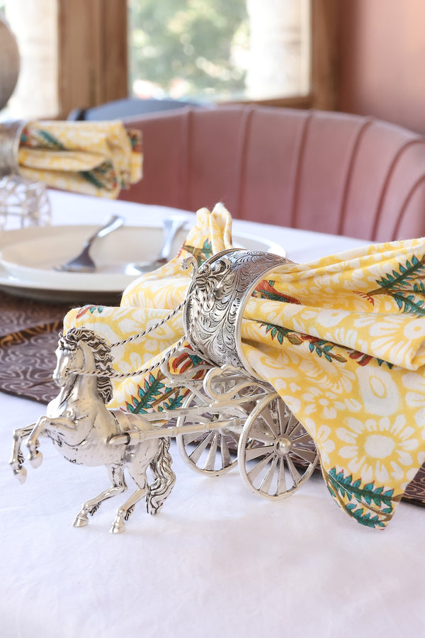 Horse Chariot Napkin Ring in Pure Silver Plating