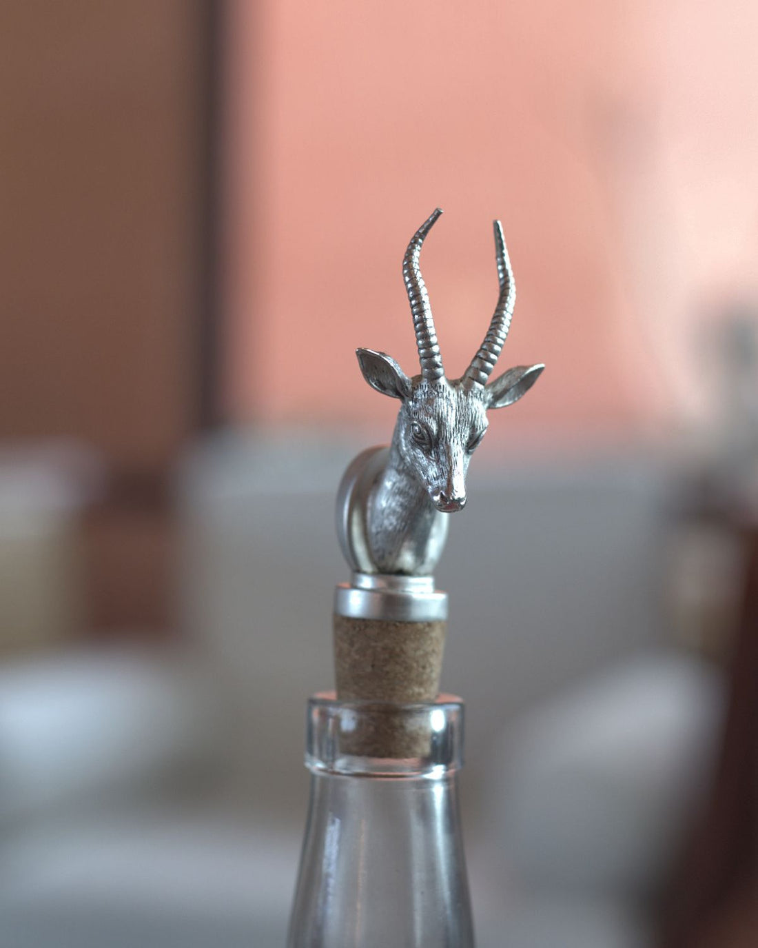 Antelope Wine Bottle Stopper in Pure Silver Plating