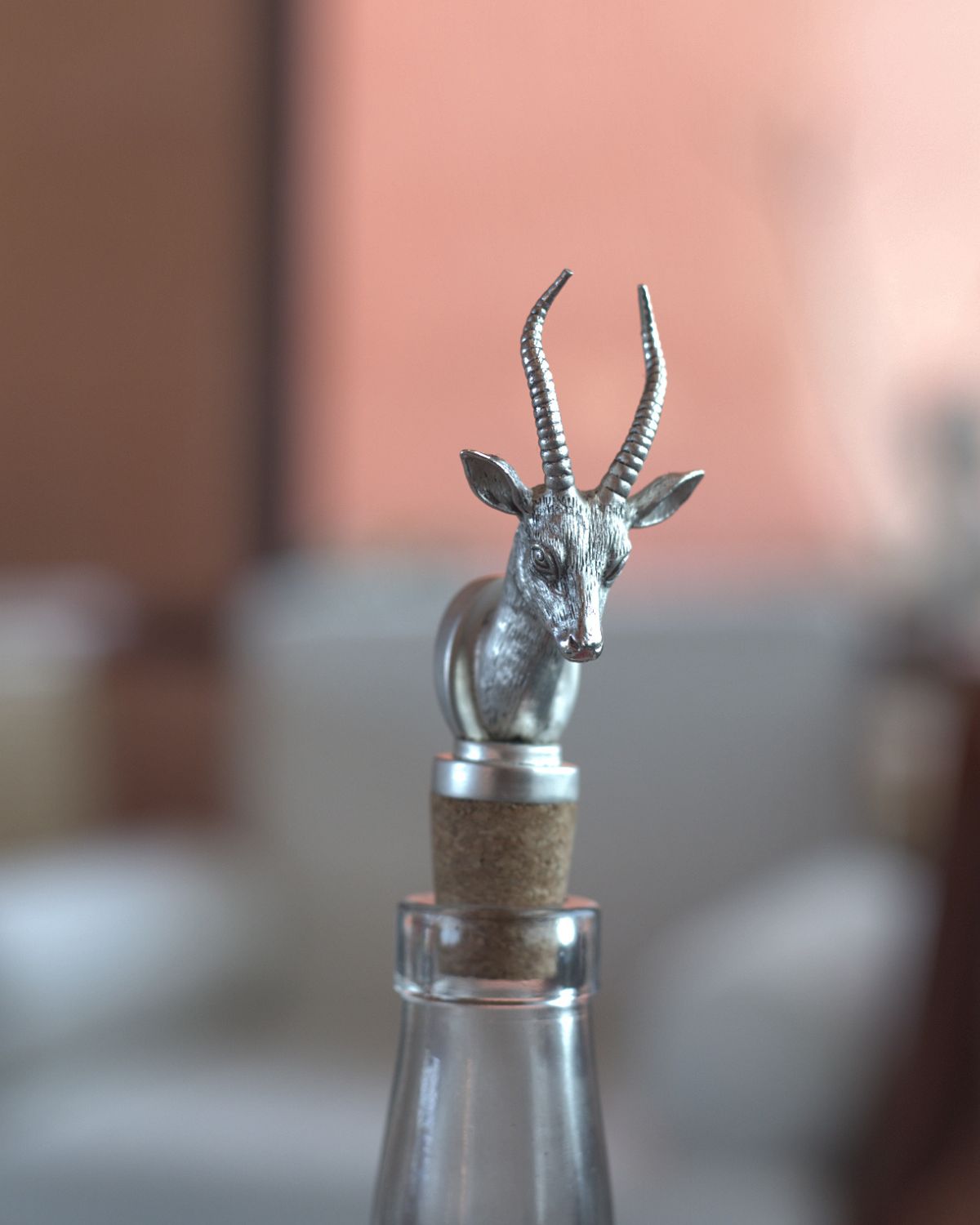 Antelope Wine Bottle Stopper in Pure Silver Plating