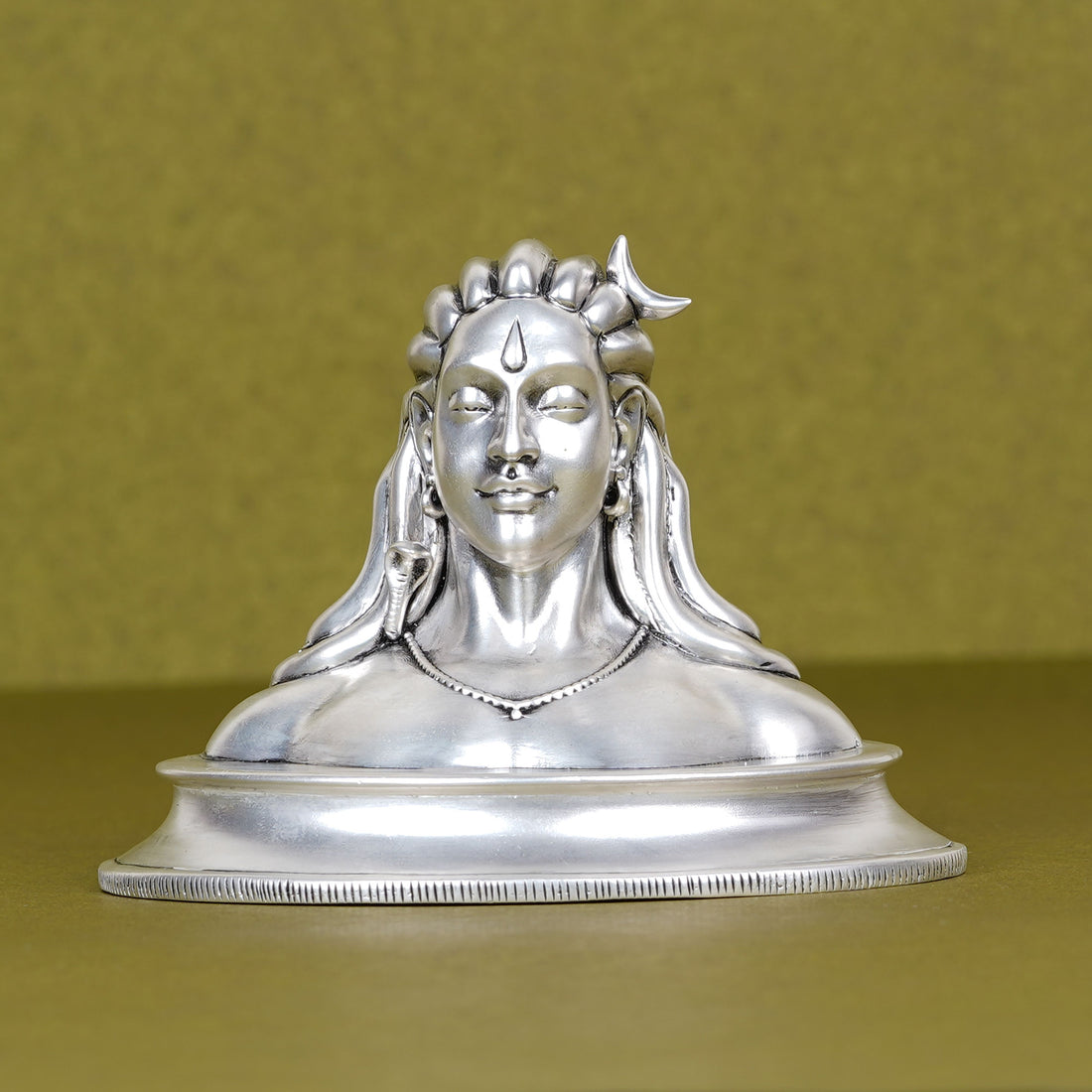 Adi Yogi Shiva Idol in Silver Plating for Car Dashboard