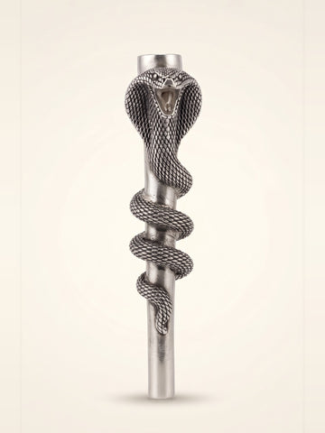 Coiled cobra hookah tip in pure silver plating with a raised hood, by Sabera