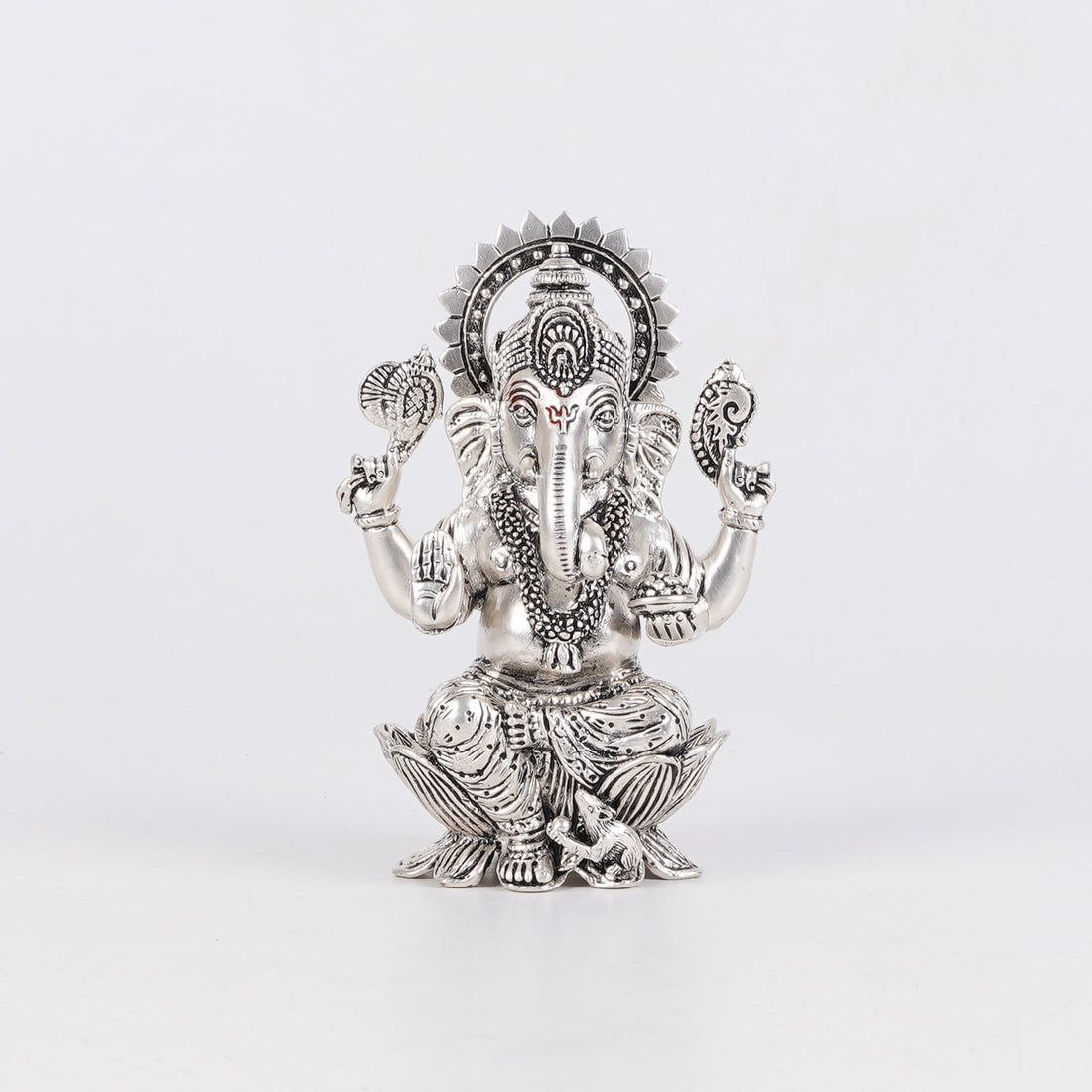 Divine Silver-Plated Ganesh Ji Idol on Lotus