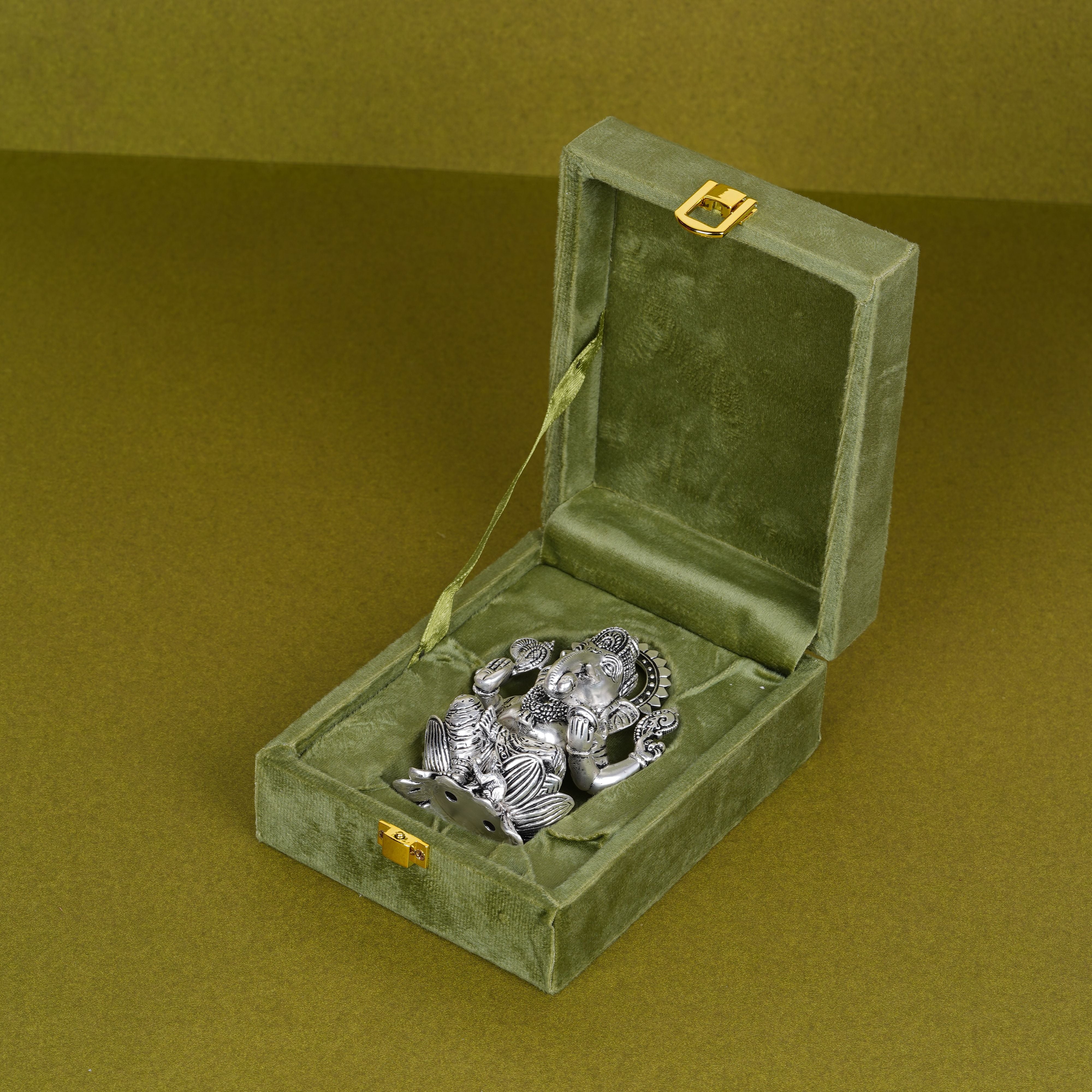 Divine Silver-Plated Ganesh Ji Idol on Lotus