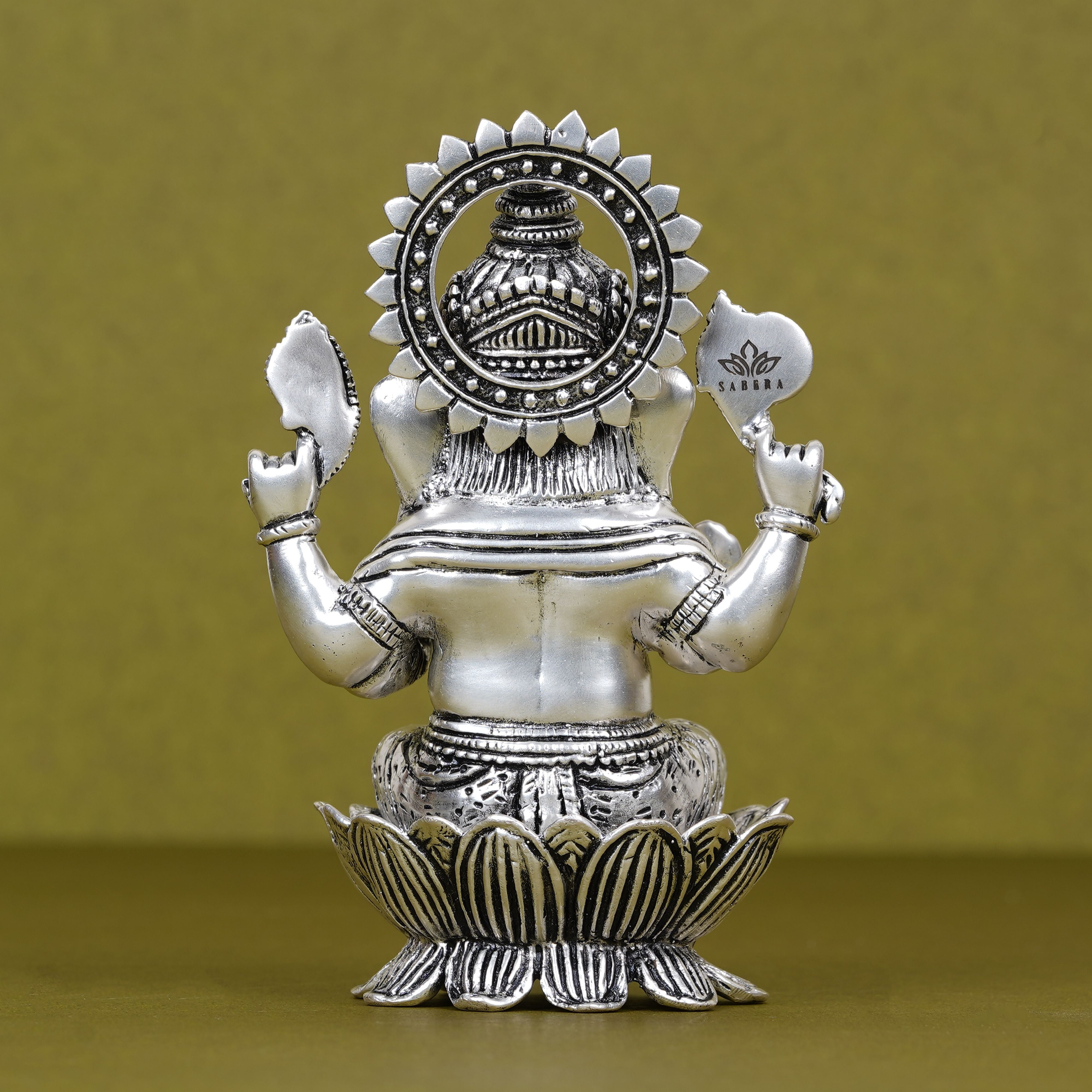 Divine Silver-Plated Ganesh Ji Idol on Lotus