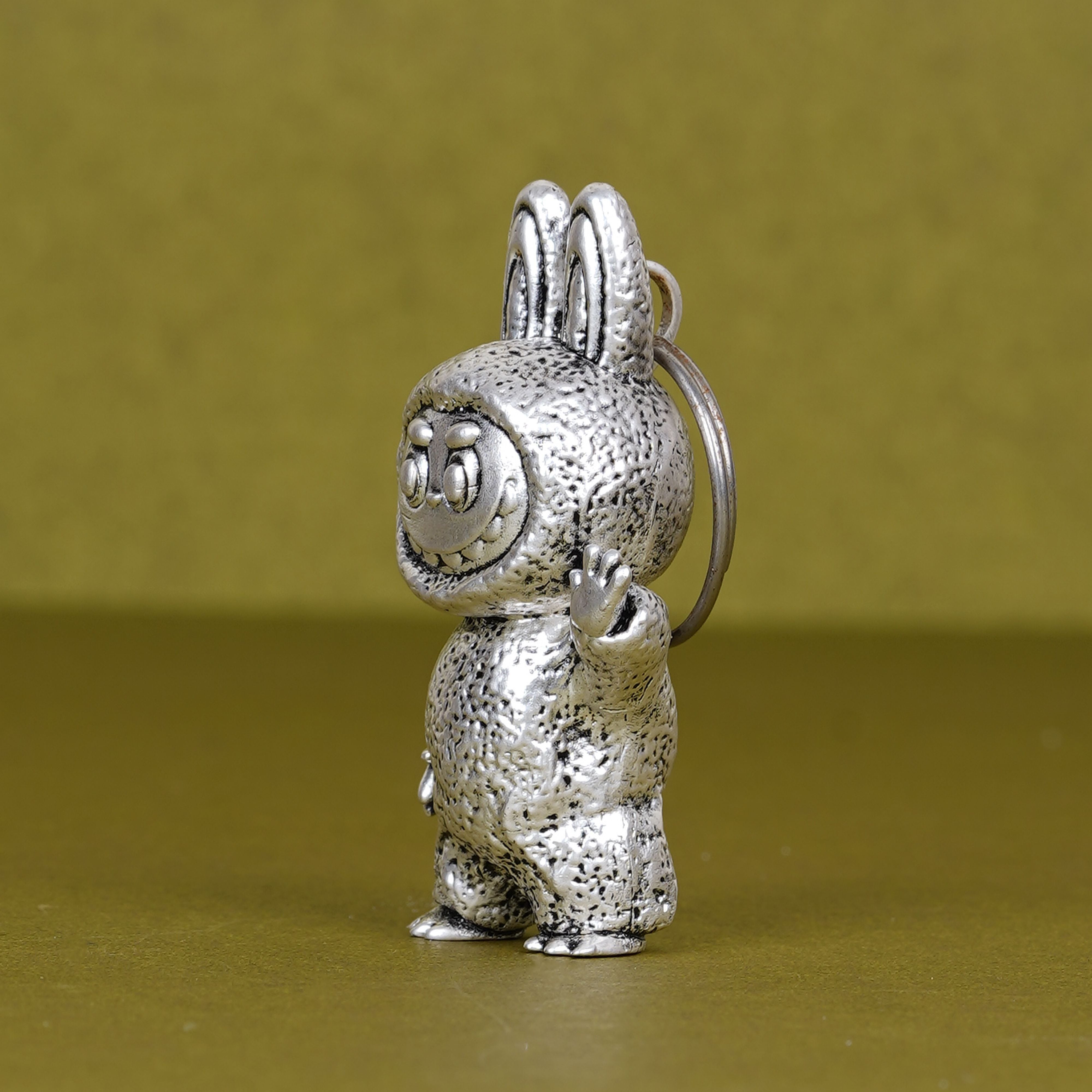 Elegant Labubu Silver-Plated 3D Keychain