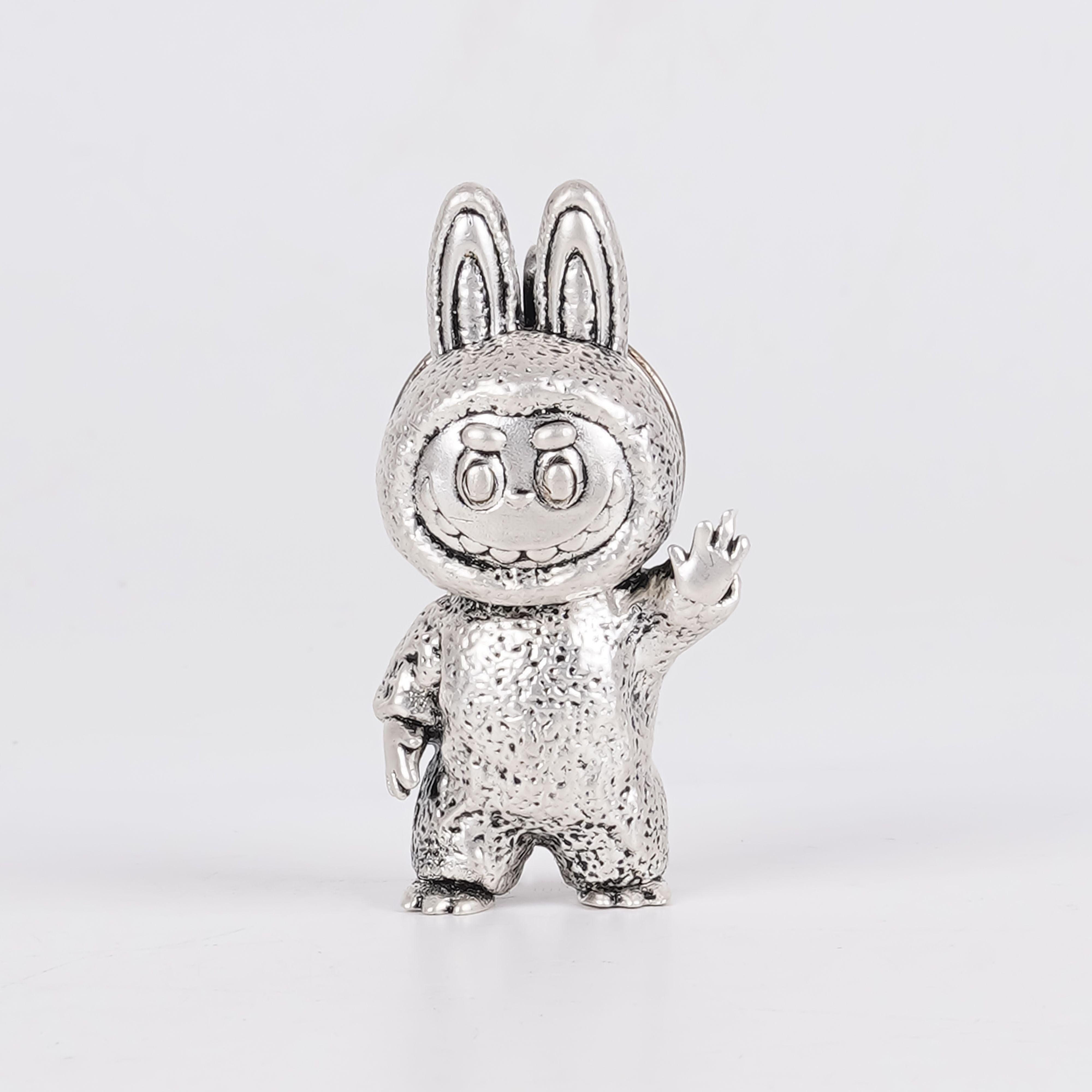 Elegant Labubu Silver-Plated 3D Keychain