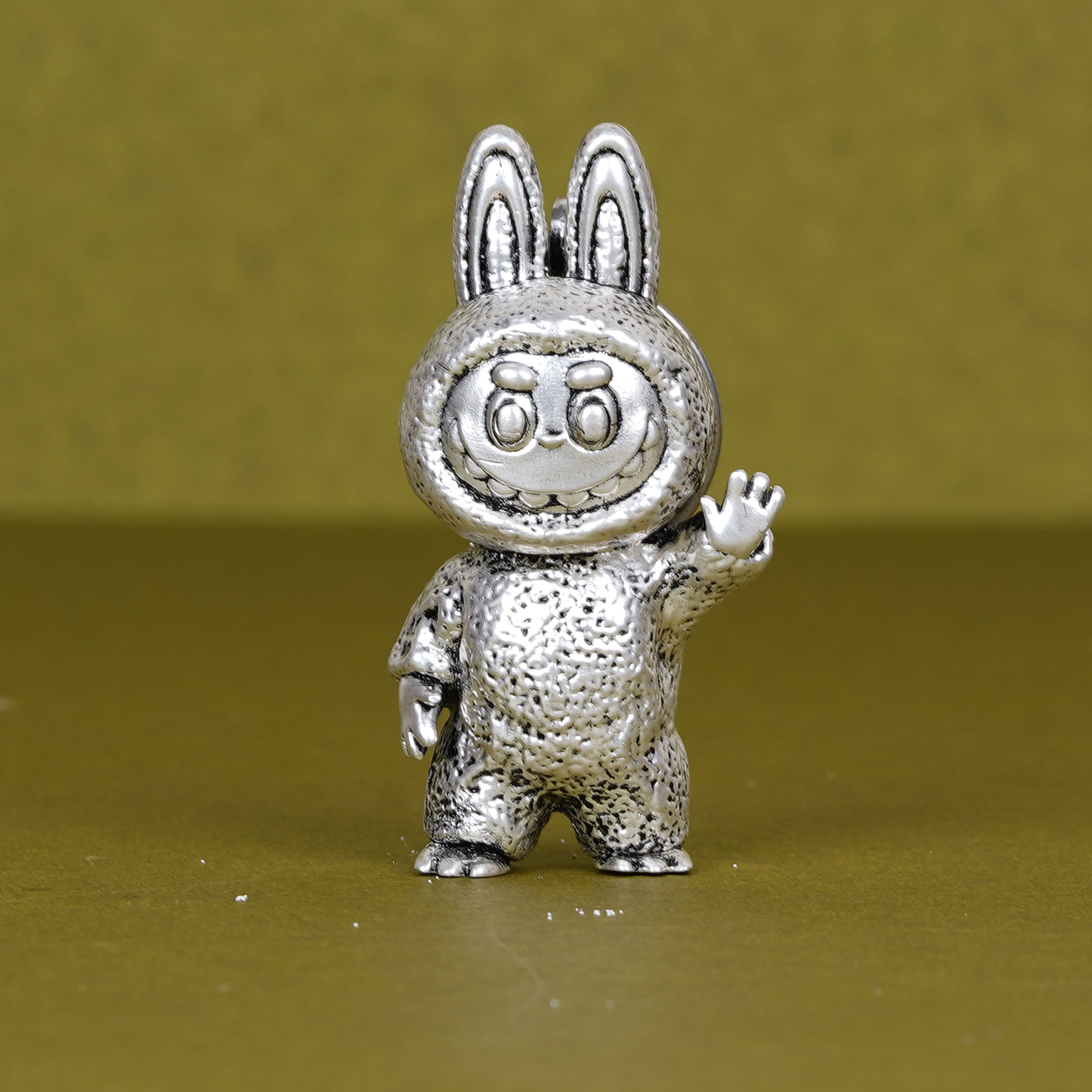 Elegant Labubu Silver-Plated 3D Keychain