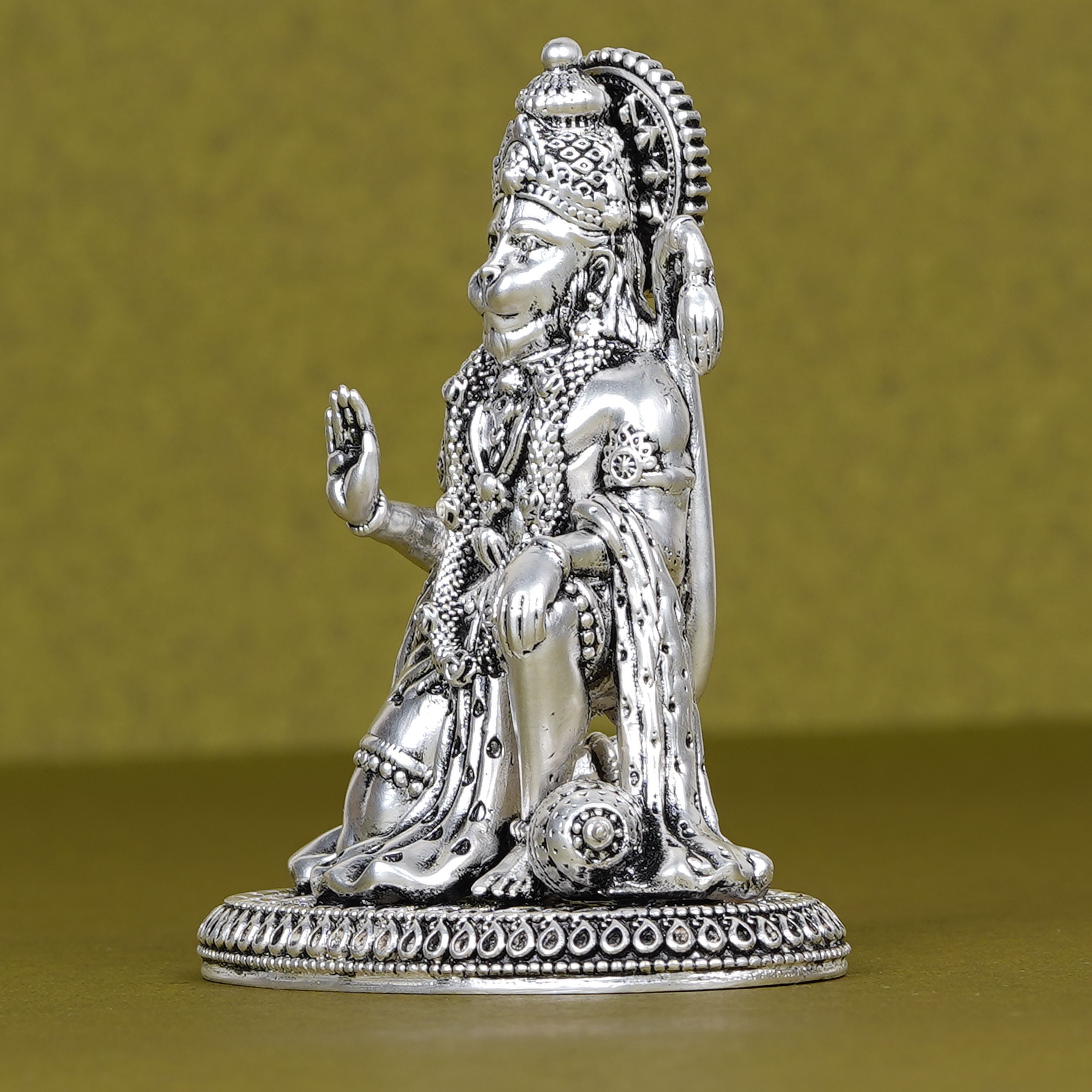 Hanuman Ji Silver Plated Idol for Car Dashboard