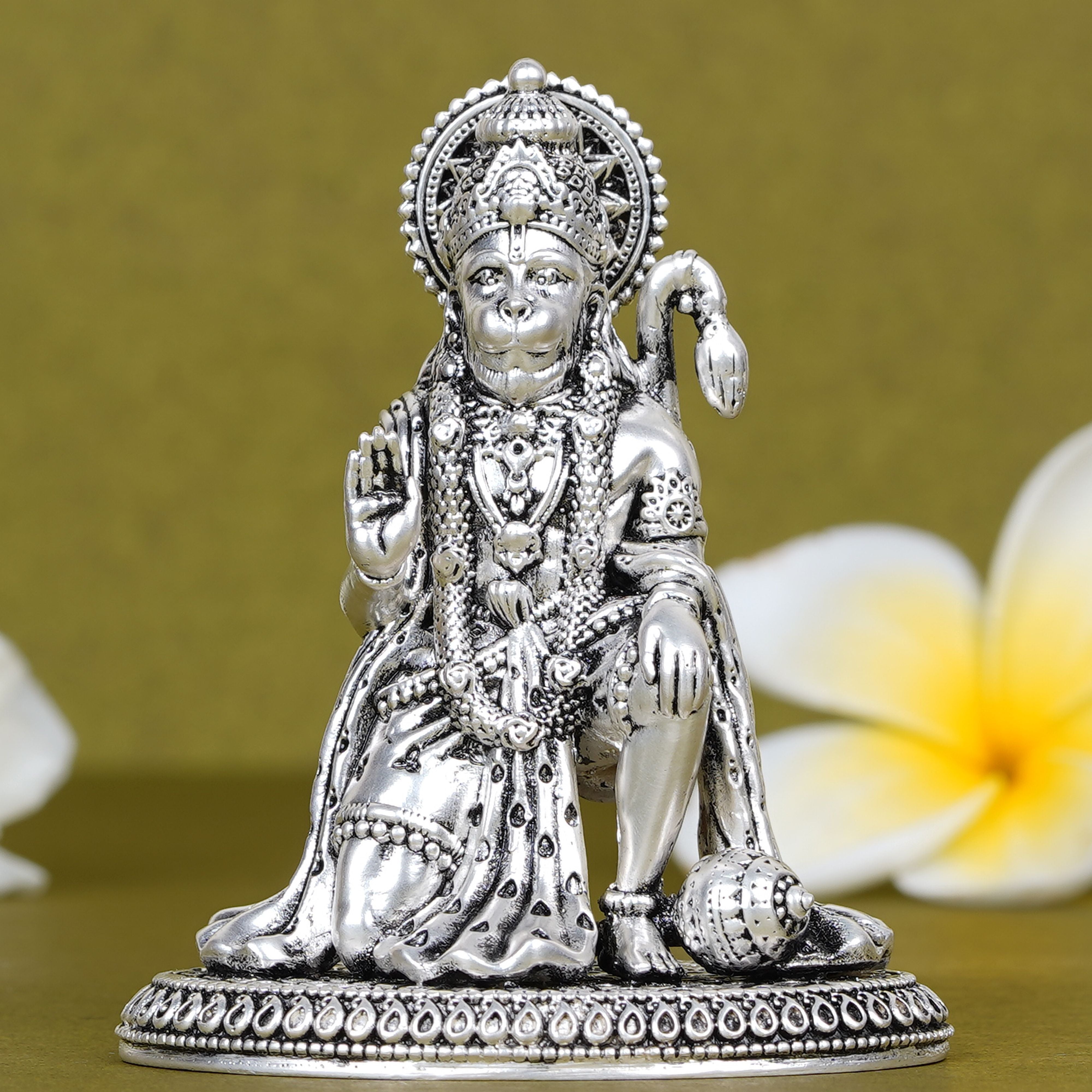 Hanuman Ji Silver Plated Idol for Car Dashboard
