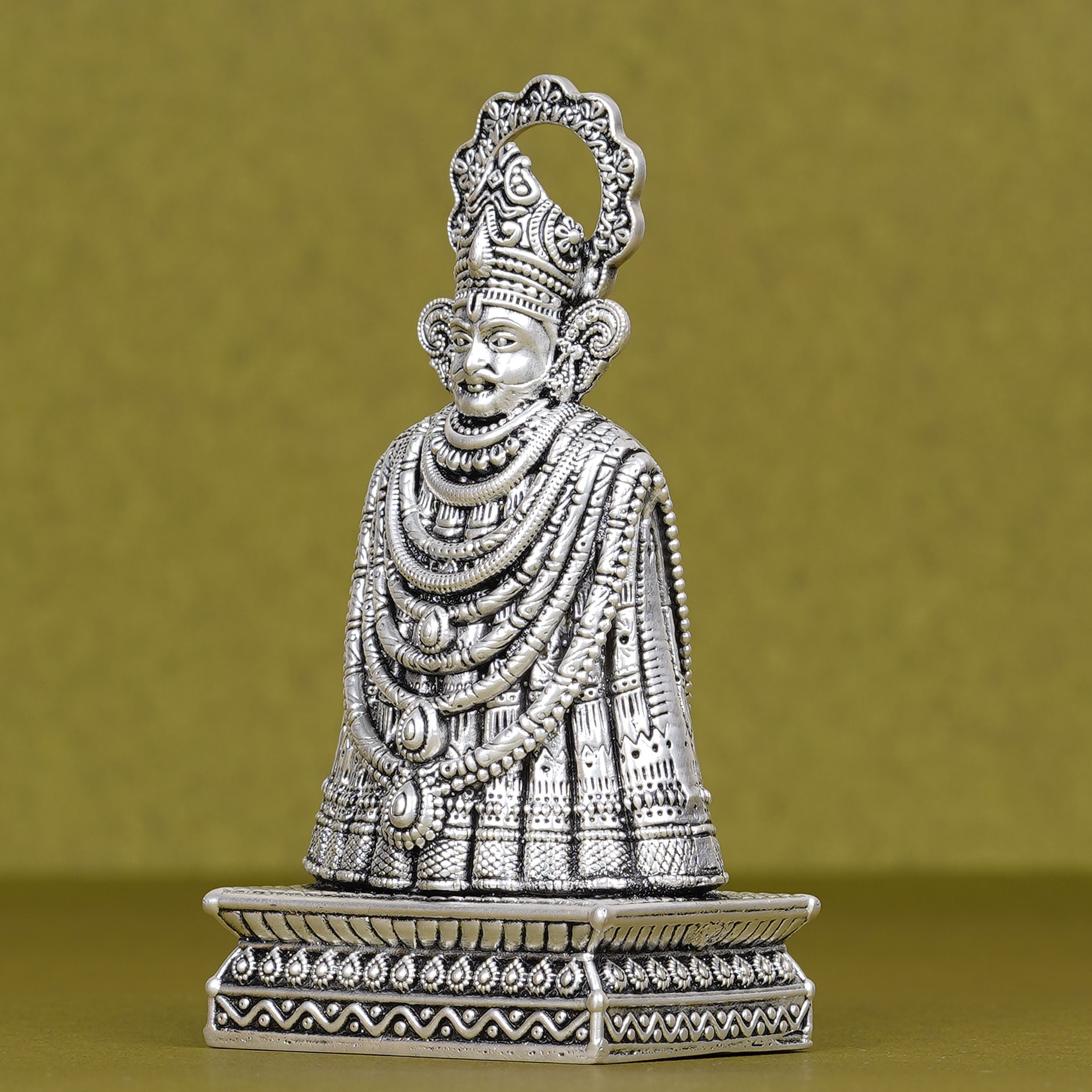 Khatu Shyam Ji Idol for Car Dashboard in Silver Plating