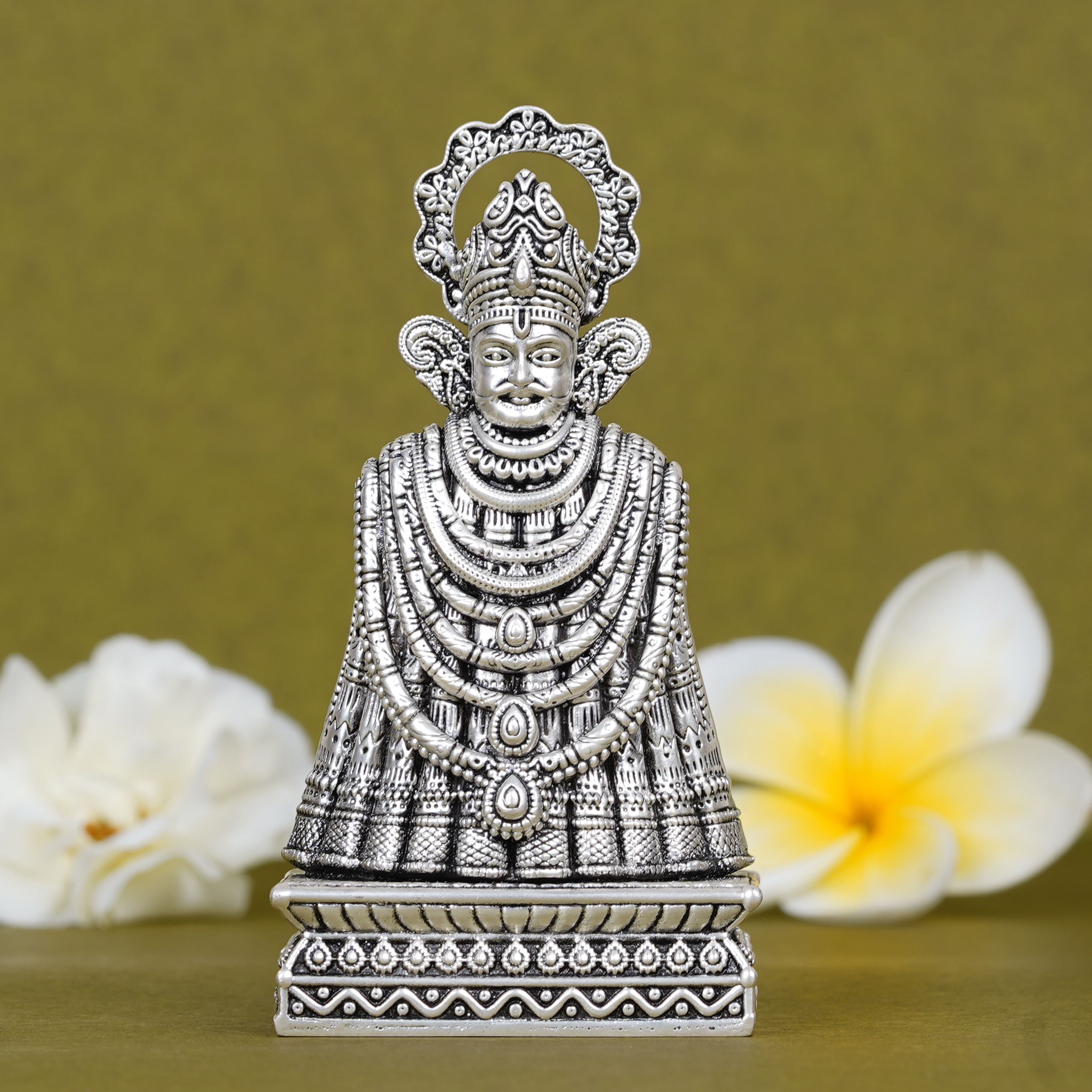 Khatu Shyam Ji Idol for Car Dashboard in Silver Plating