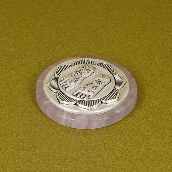 Lotus Lakshmi Charan on Rose Quartz Stone in Pure Silver Plating