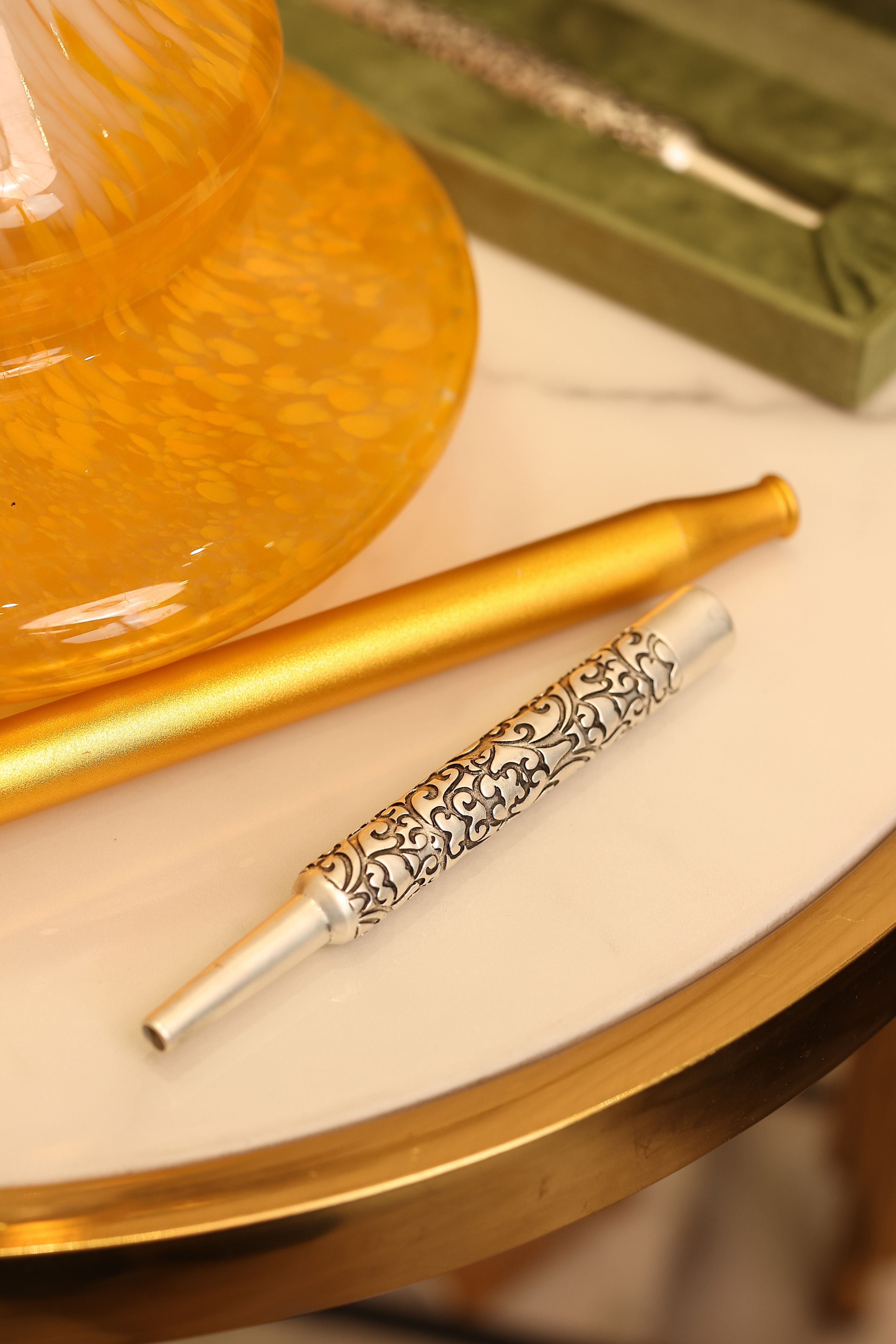 Pure Silver Plated Brass Hookah Tip Set of 2 in Velvet Box | Luxury Mouthpiece Collection | Choose Your Design Pair | Premium Shisha Accessory Gift Set