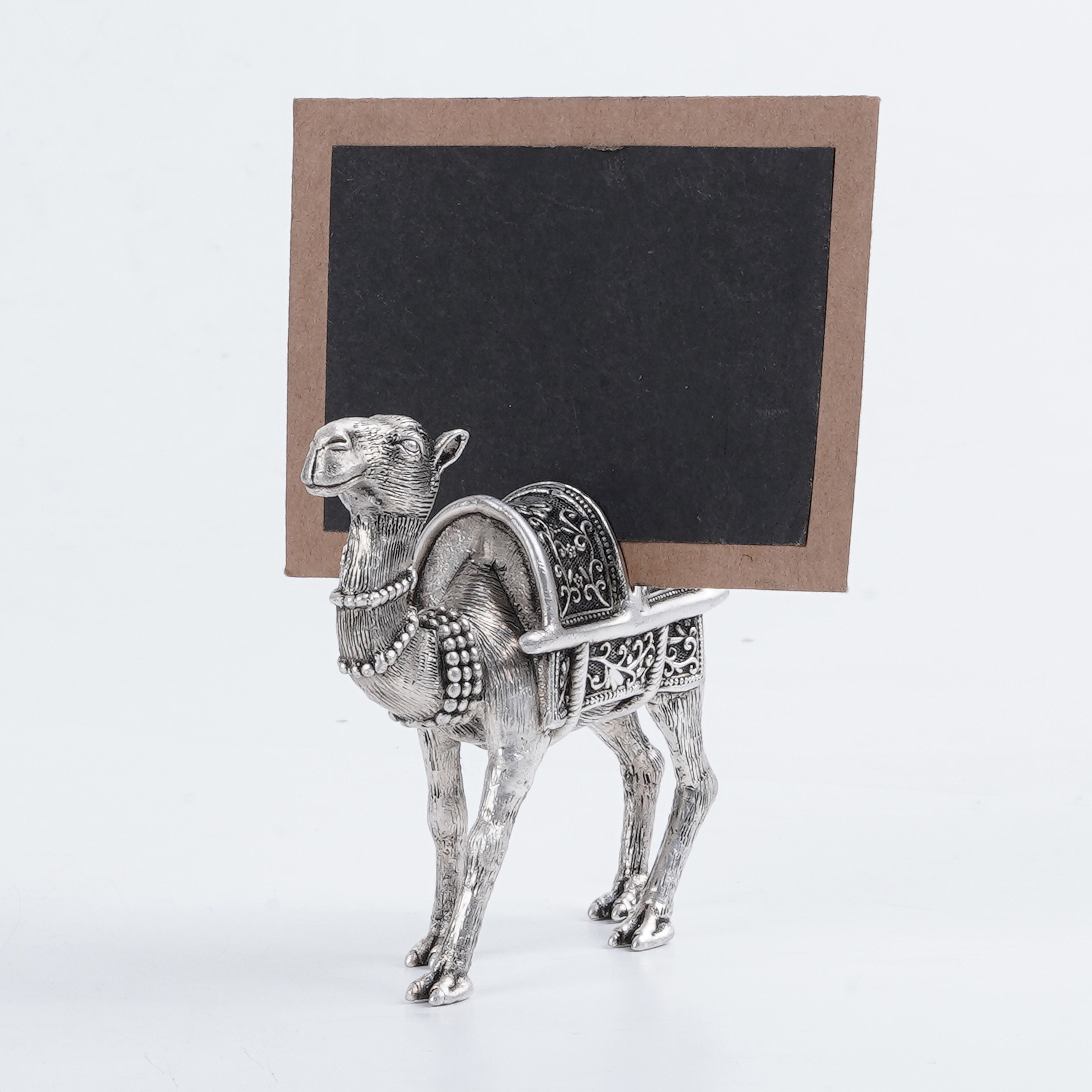 Camel Place Card Holder for Table in Silver Plating