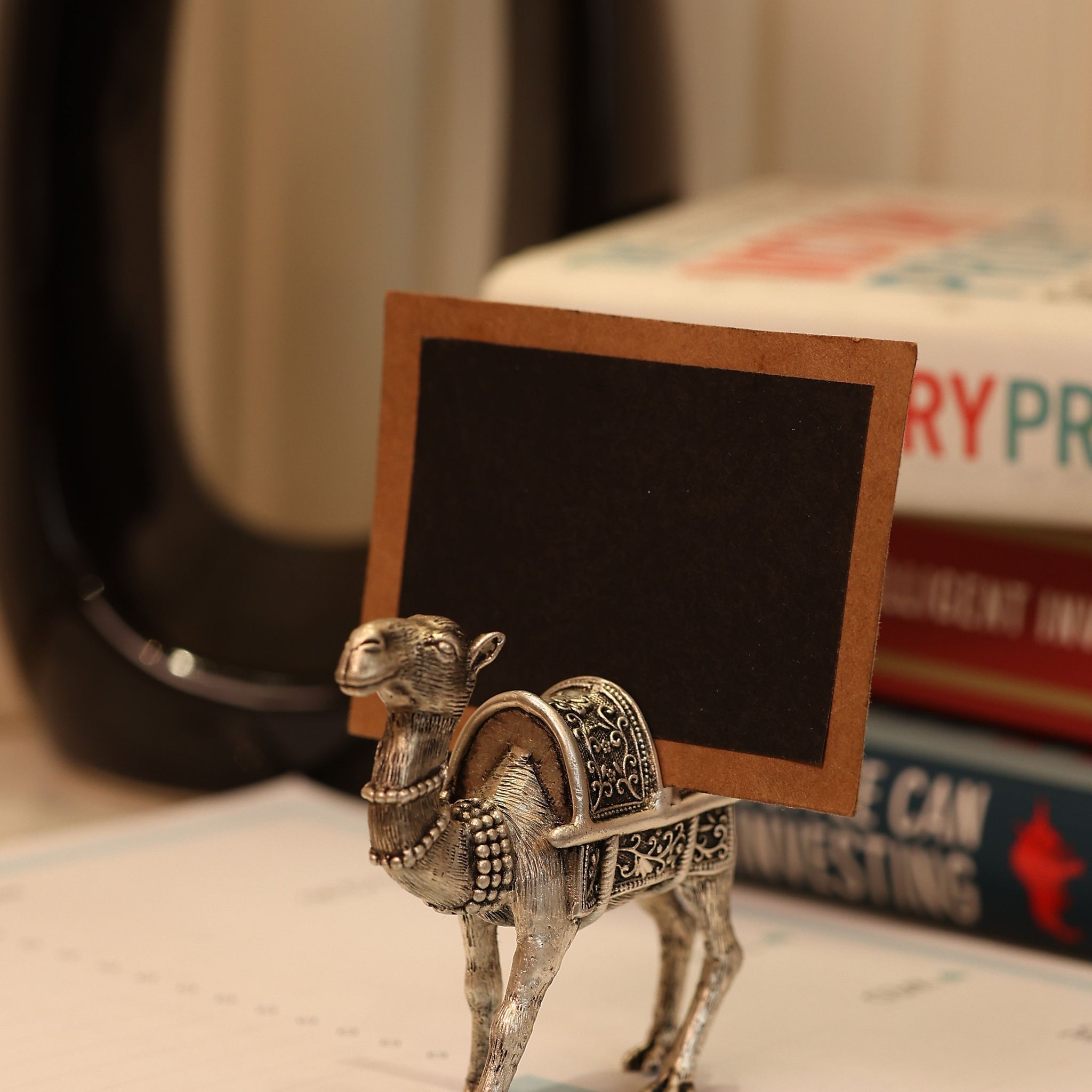 Camel Place Card Holder for Table in Silver Plating