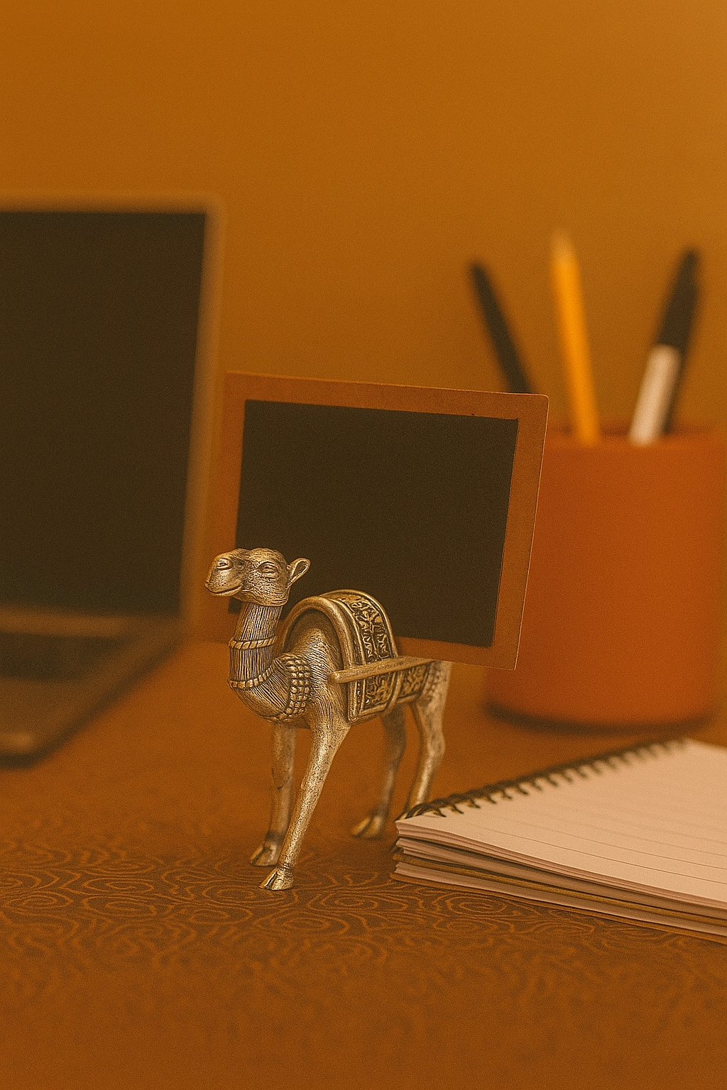 Camel Place Card Holder for Table in Silver Plating