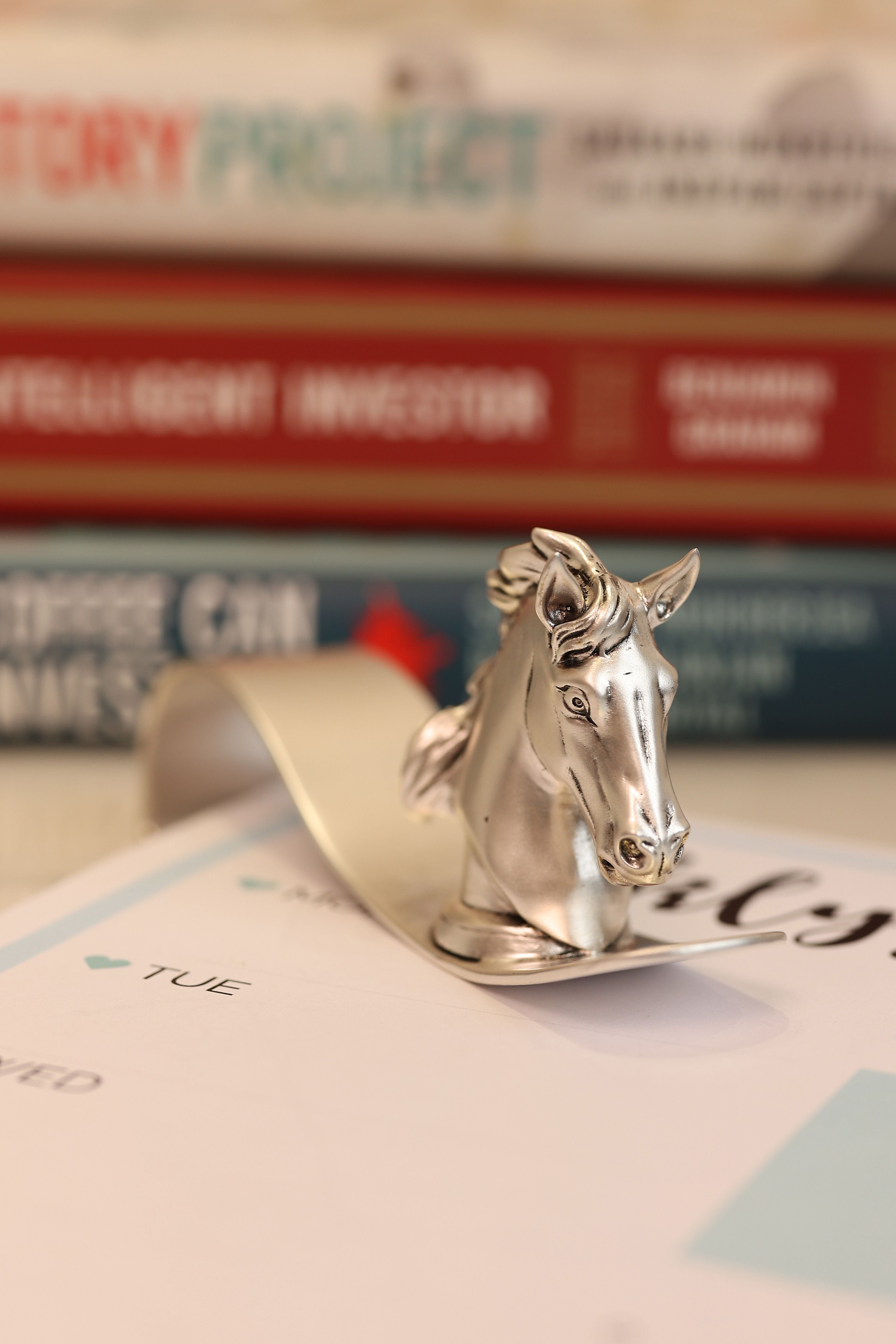 Silver Plated Brass Horse Head Paper Clip | Luxury Equestrian Desktop Organizer | Premium Office Decor Accessory