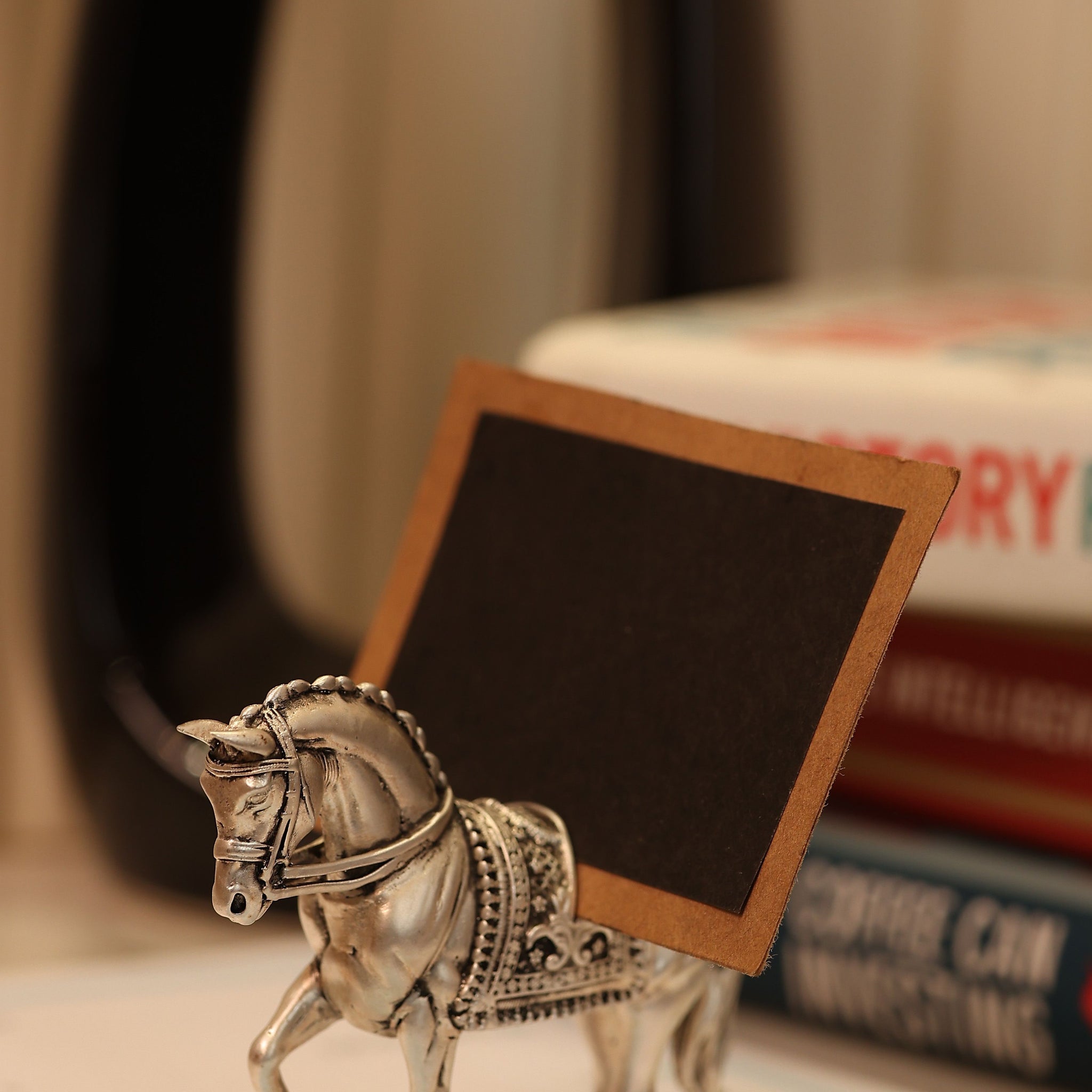 Horse Place Card Holder for Table in Silver Plating